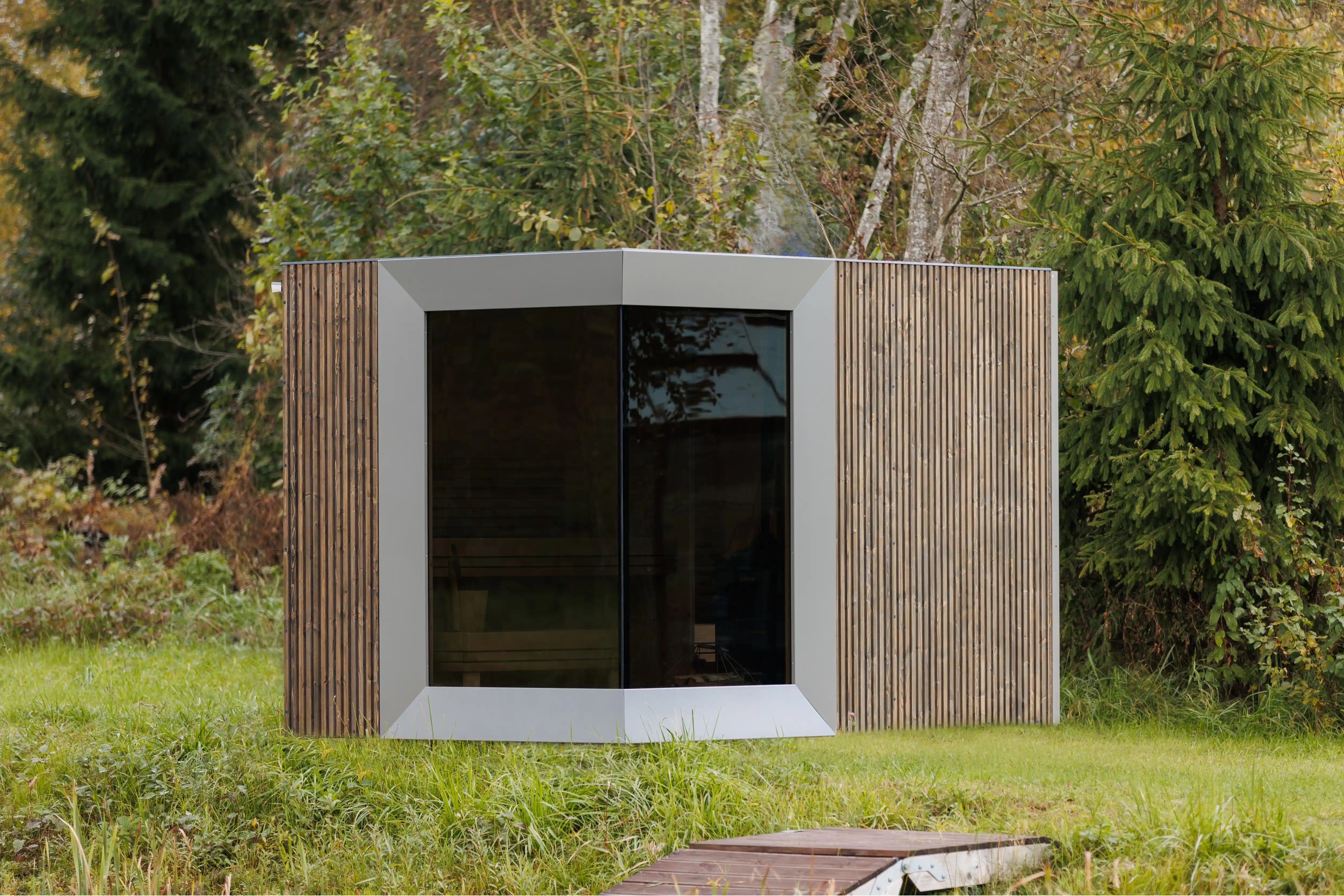 Genevas Zermatt Pre-Assembled Outdoor Sauna Cabin with Private Changing Room