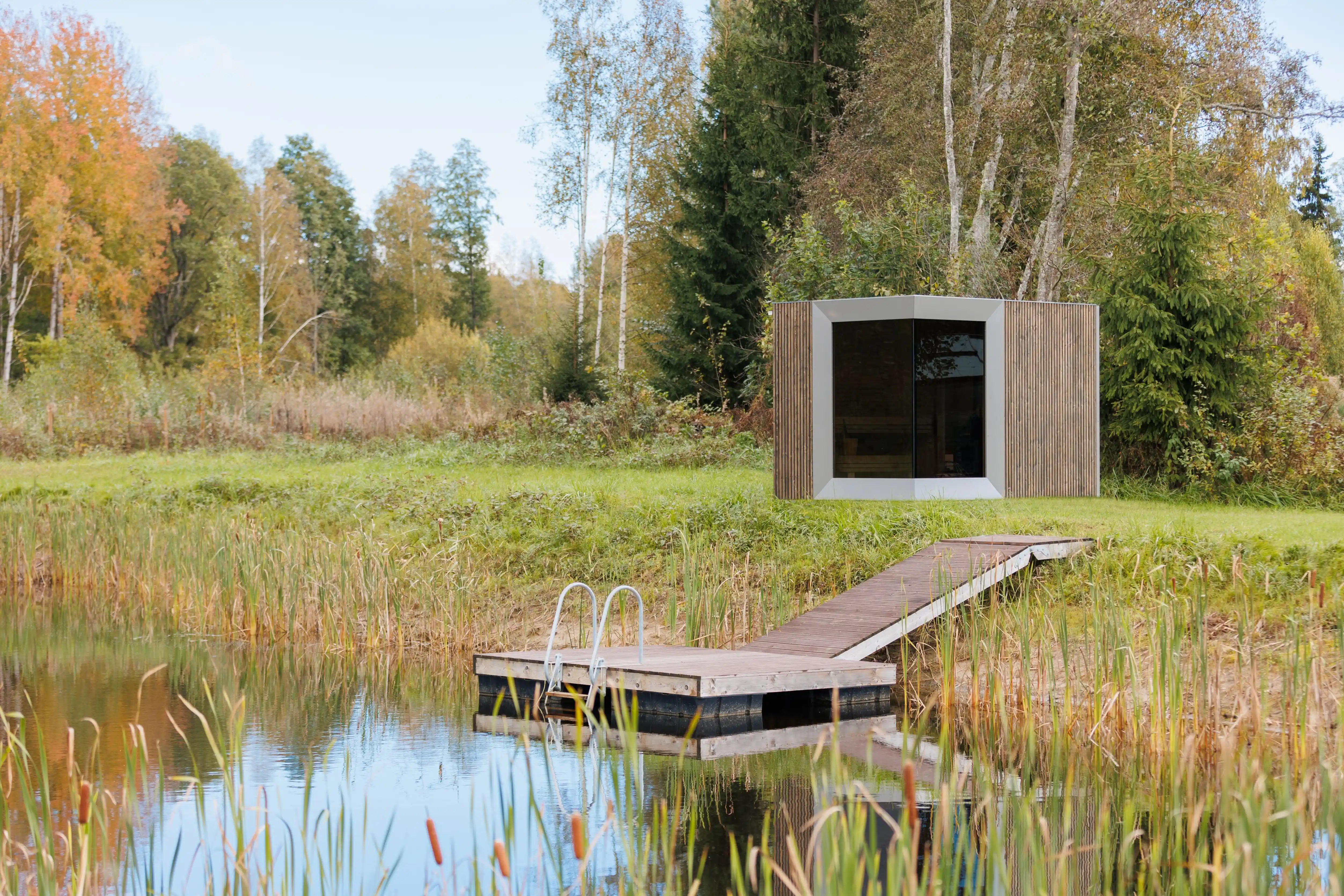 Genevas Zermatt Pre-Assembled Outdoor Sauna Cabin with Private Changing Room