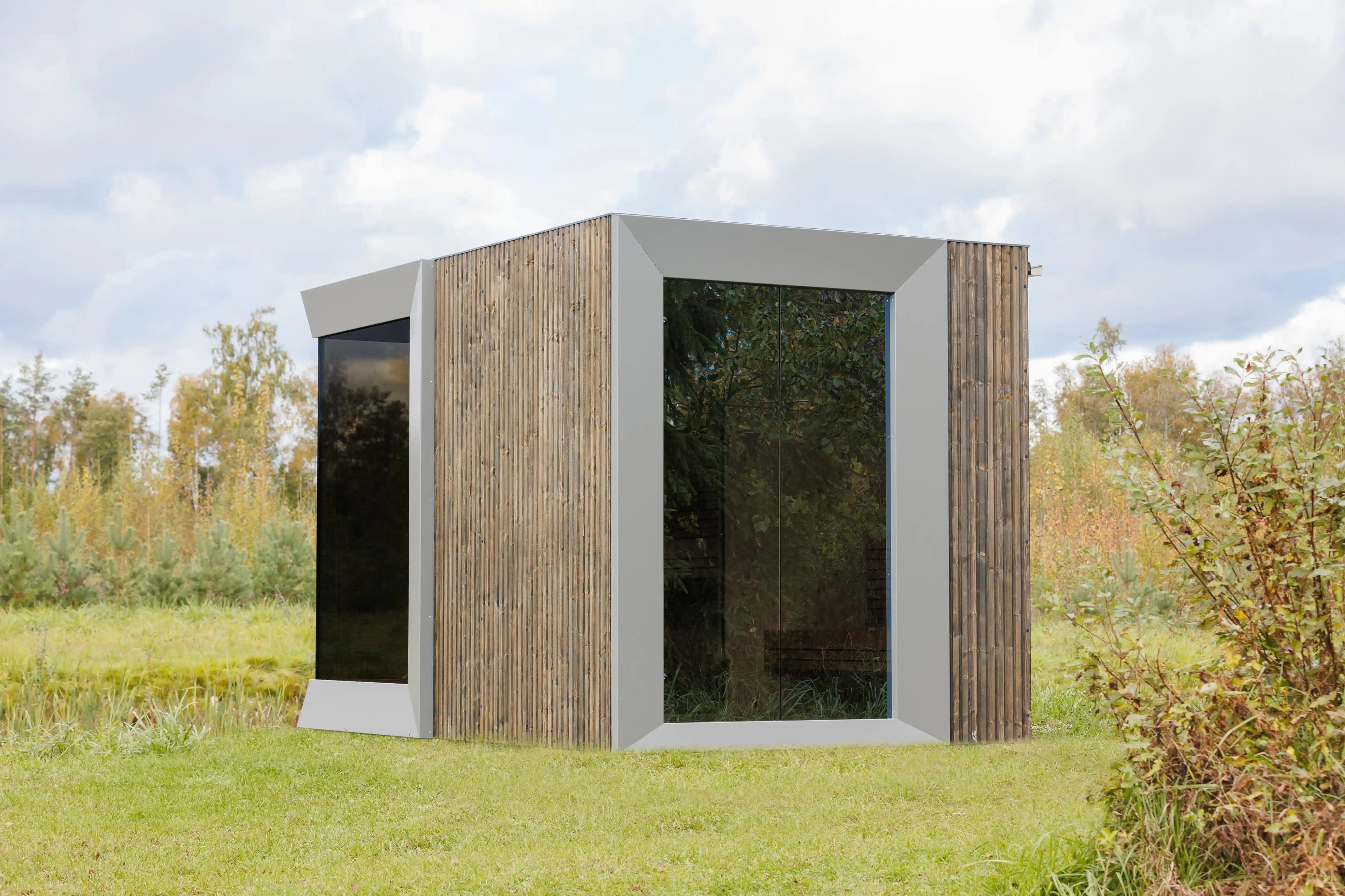 Genevas Zermatt Pre-Assembled Outdoor Sauna Cabin with Private Changing Room