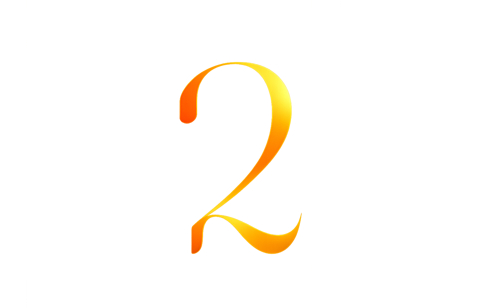 Orange number '2' on a white background