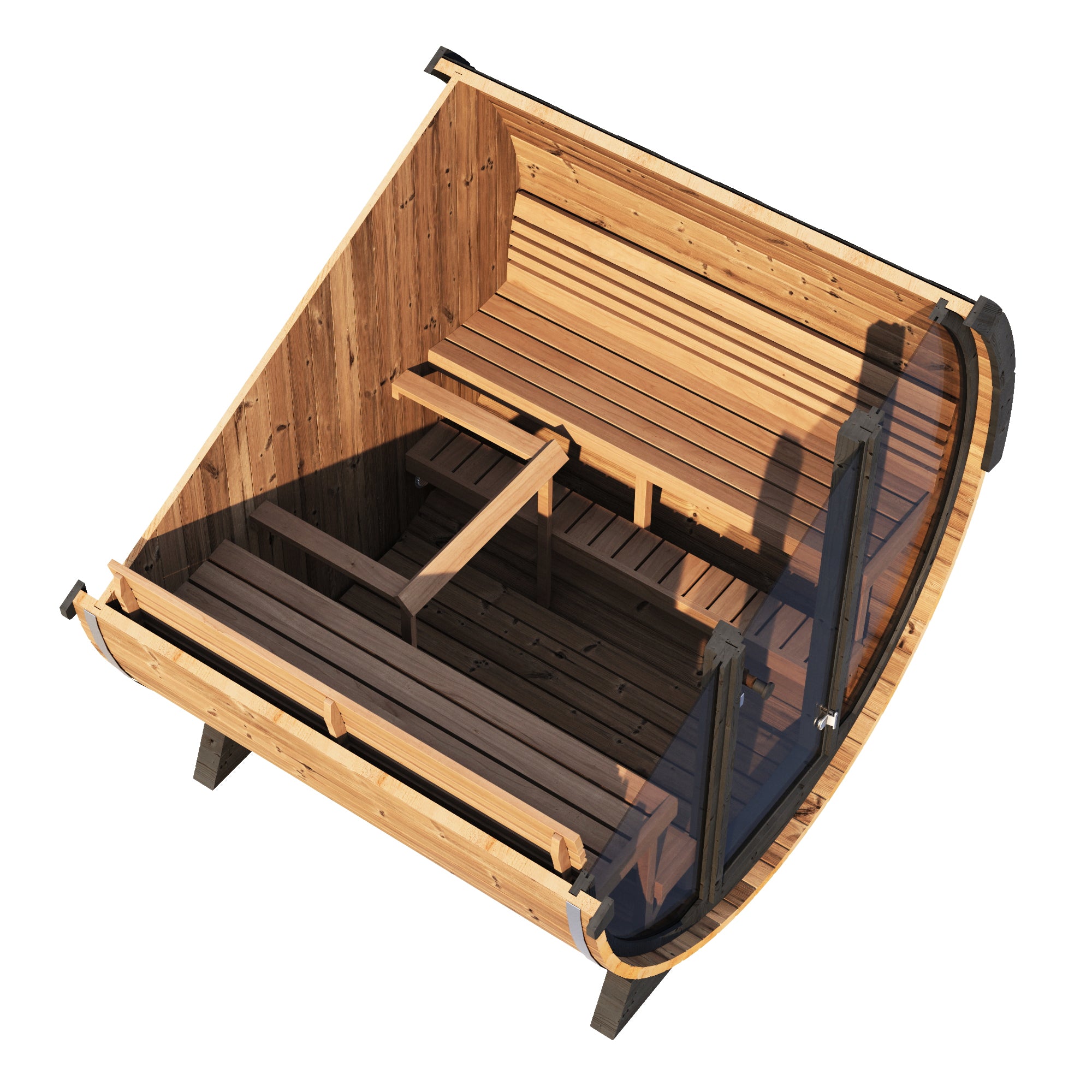 SaunaLife EE8G Barrel Sauna | 6 Person Glass Front