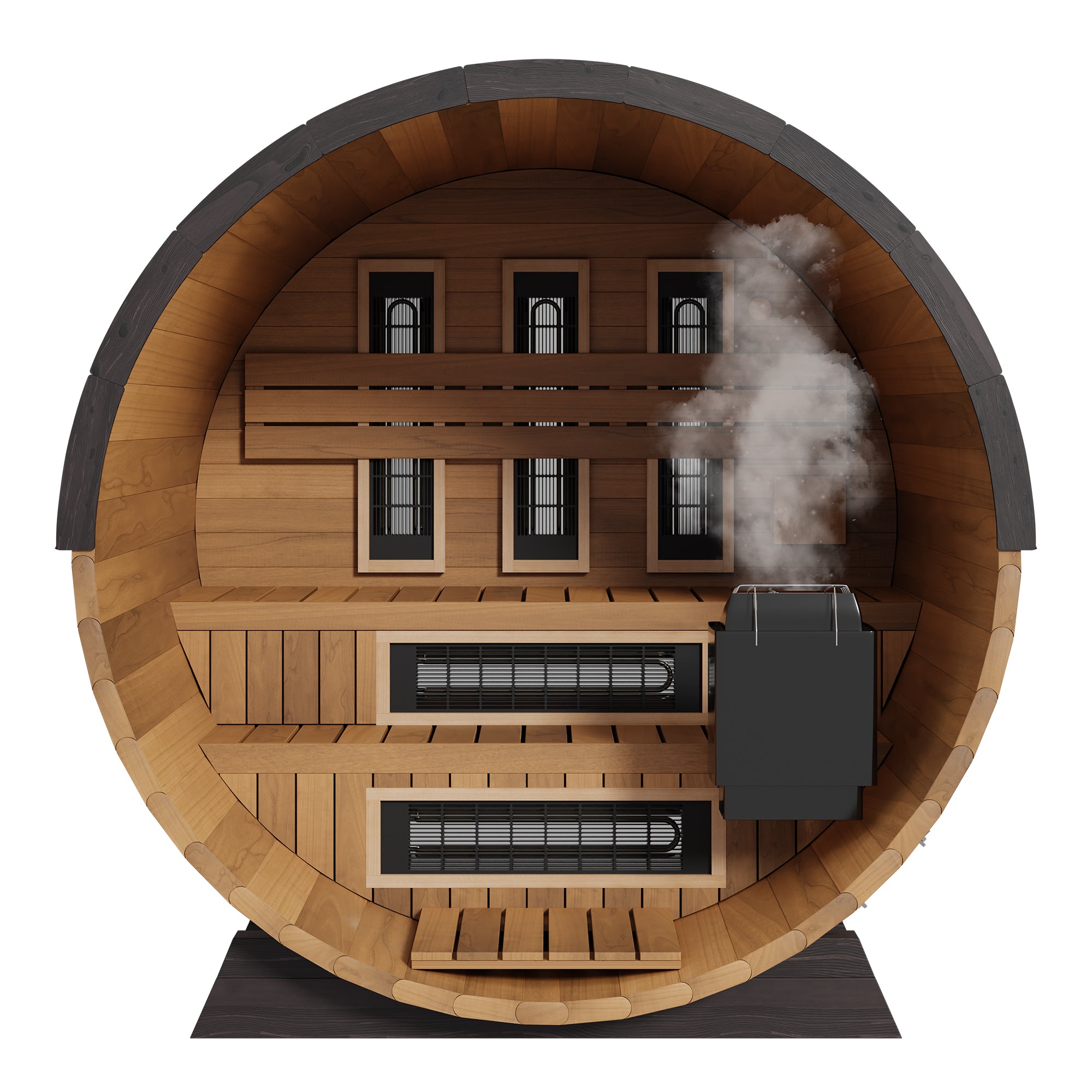 Finnmark FD-6 Outdoor Cedar Barrel Sauna | 4 Person Hybrid Near & Far