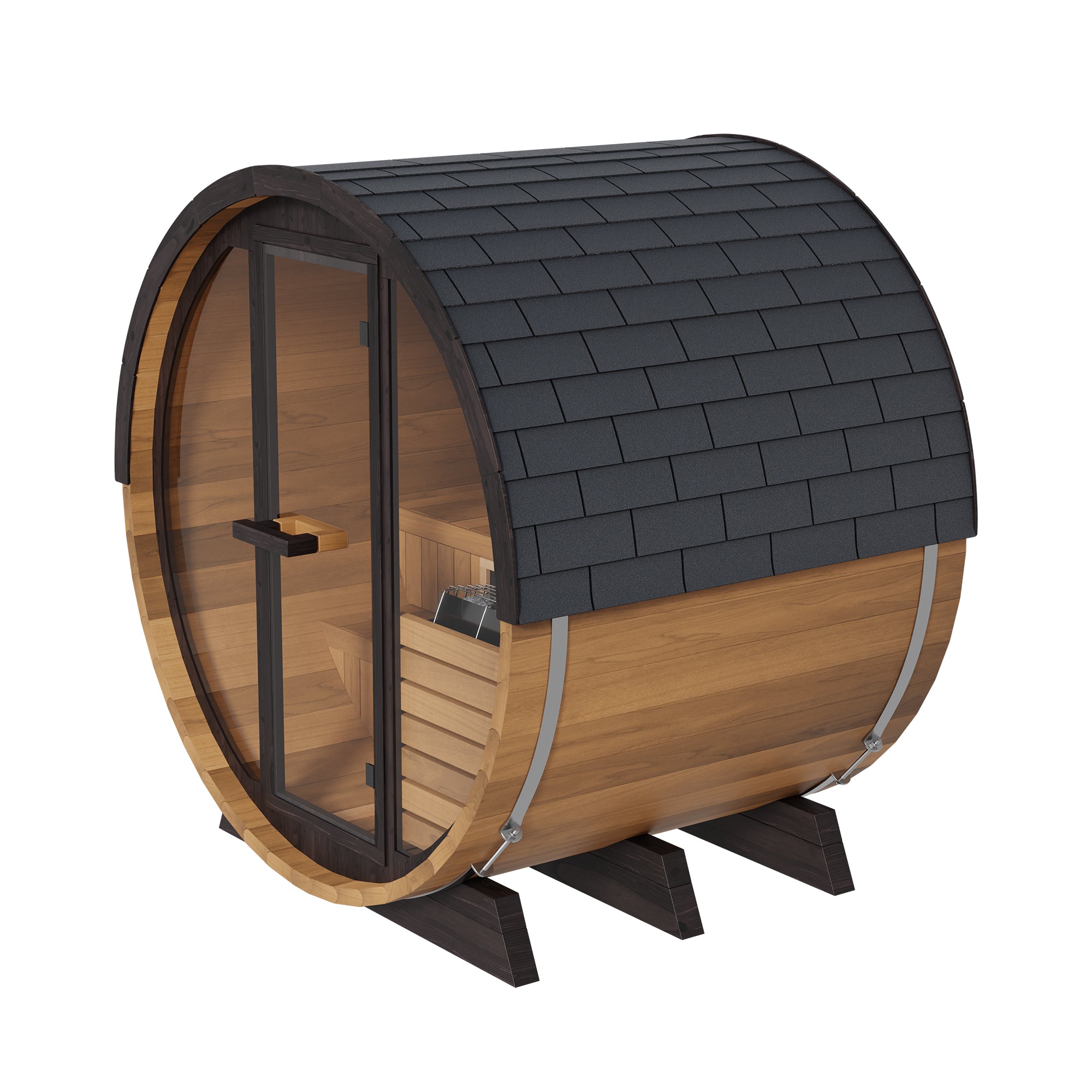 Finnmark FD-6 Outdoor Cedar Barrel Sauna | 4 Person Hybrid Near & Far