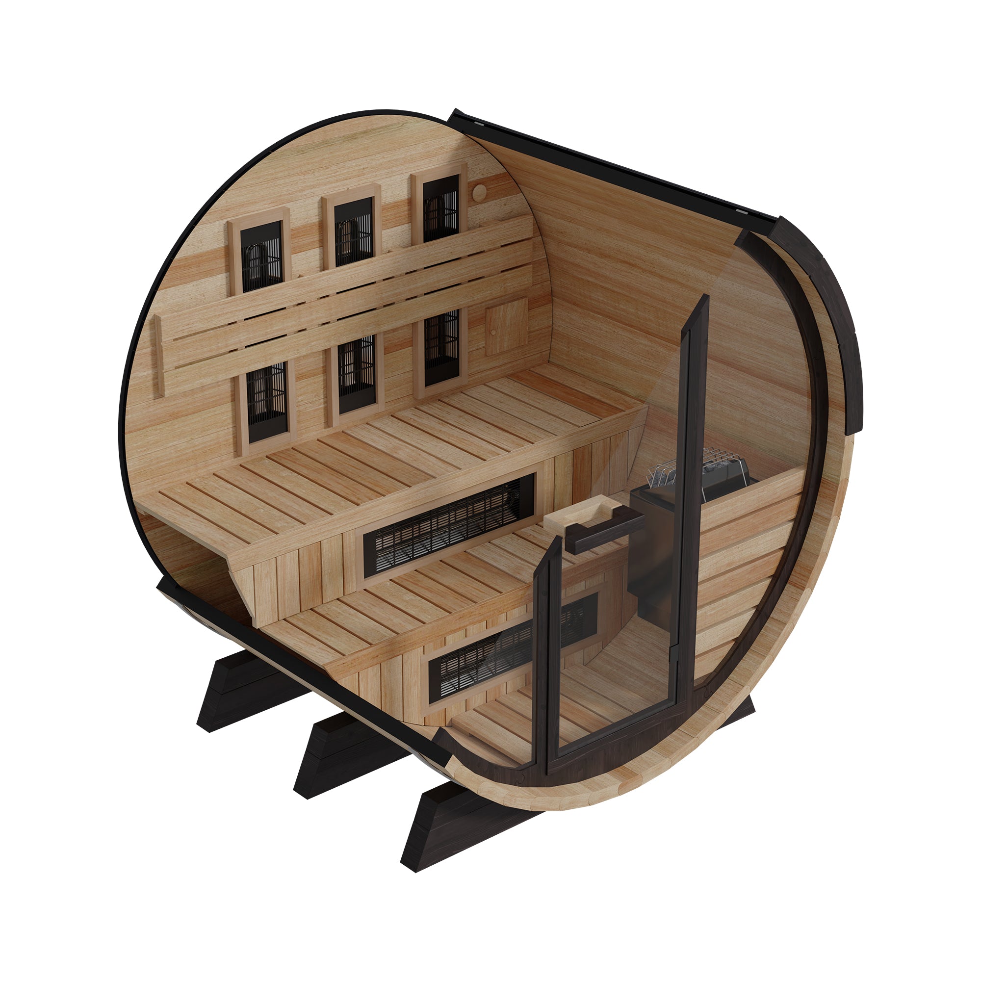 Finnmark FD-7 Outdoor Barrel Sauna | 4 Person Hybrid Thermo-Aspen