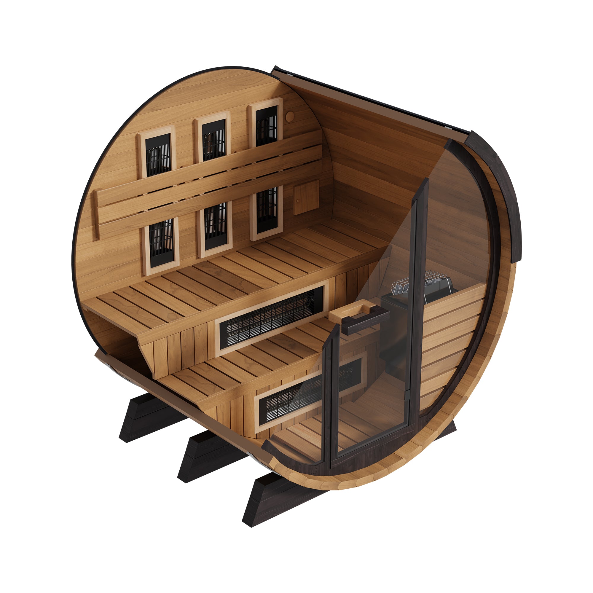 Finnmark FD-6 Outdoor Cedar Barrel Sauna | 4 Person Hybrid Near & Far