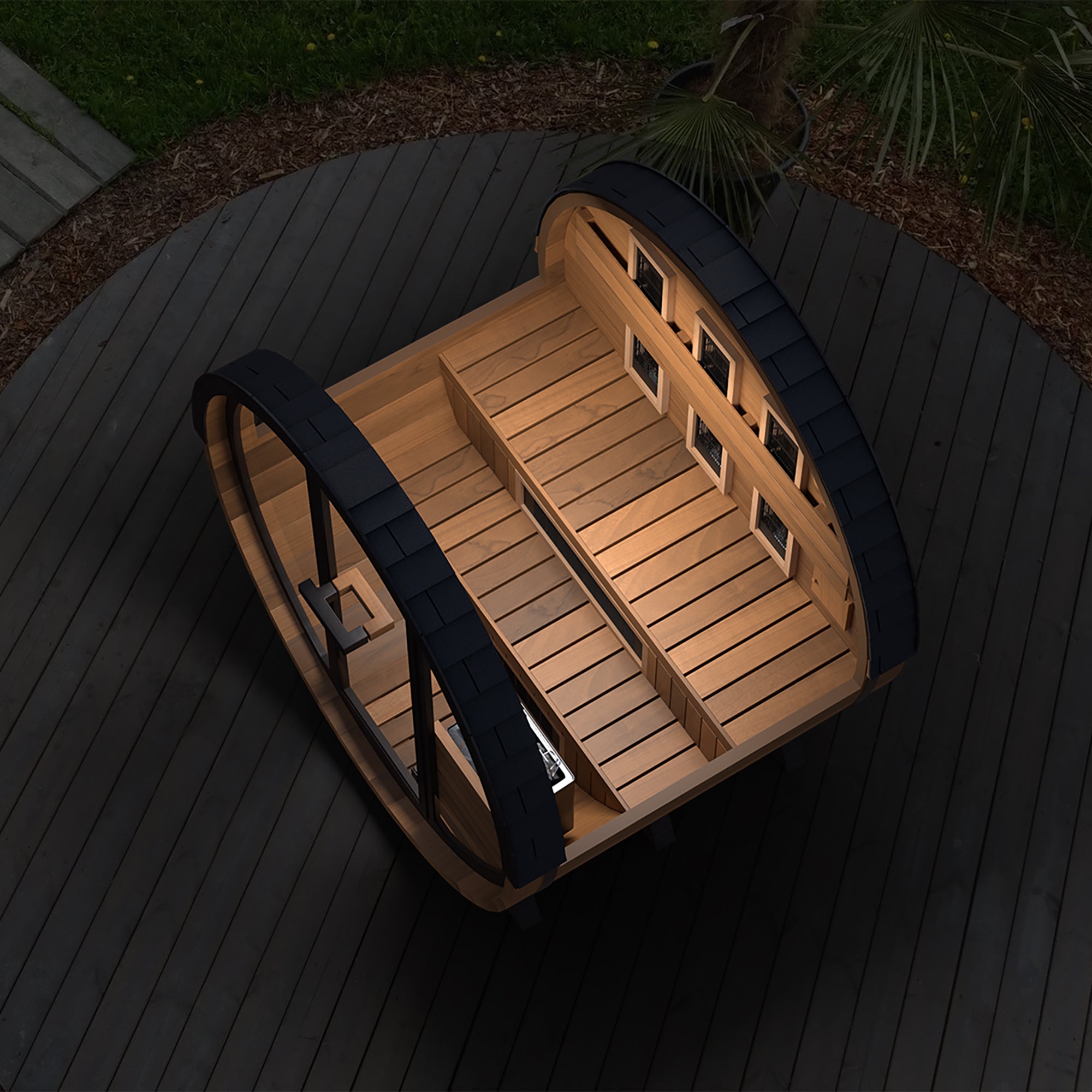 Finnmark FD-6 Outdoor Cedar Barrel Sauna | 4 Person Hybrid Near & Far
