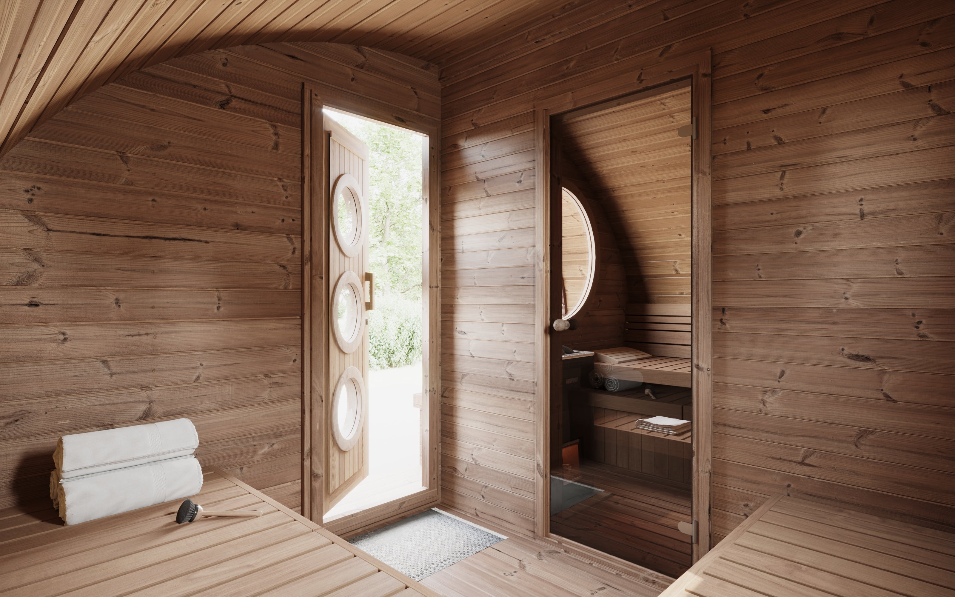 SaunaLife G11 Outdoor Sauna | 8 Person 2-Room Garden Suite