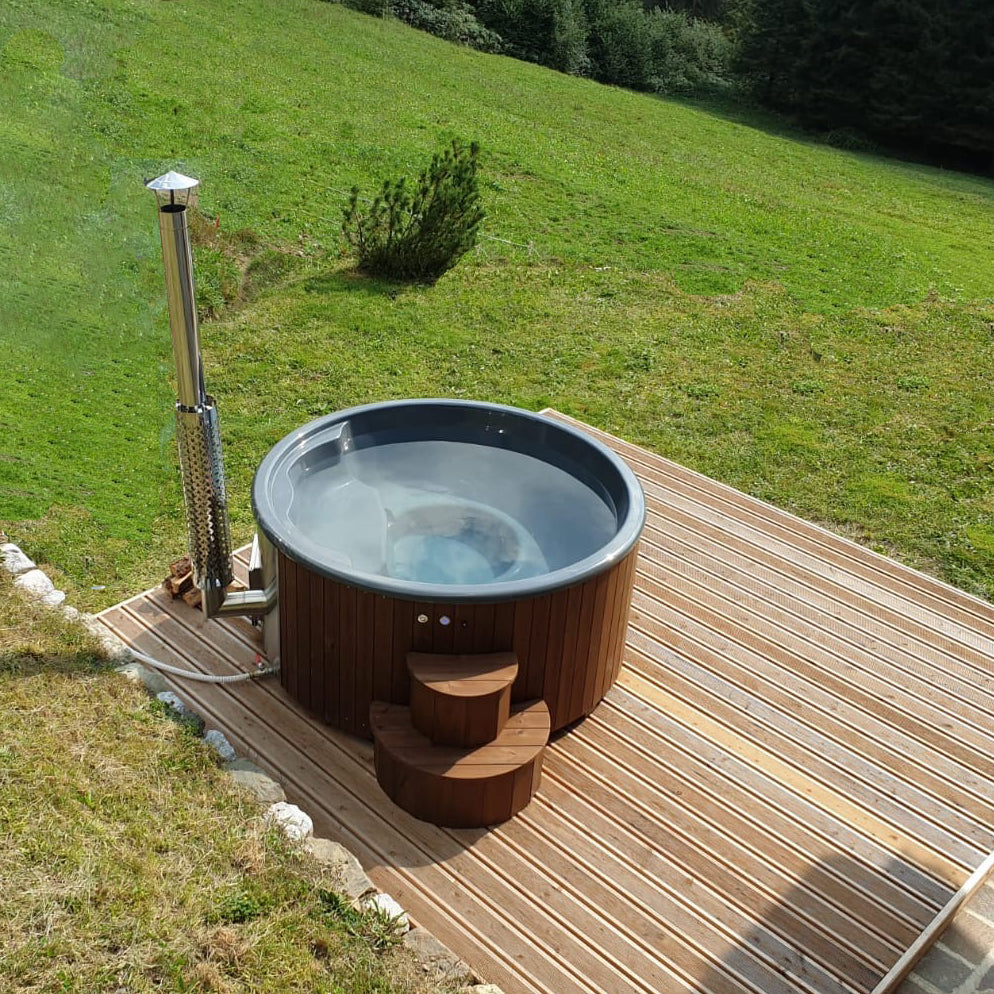 SaunaLife S4N Wood-Fired Hot Tub | 6-Person Thermo-Spruce Spa