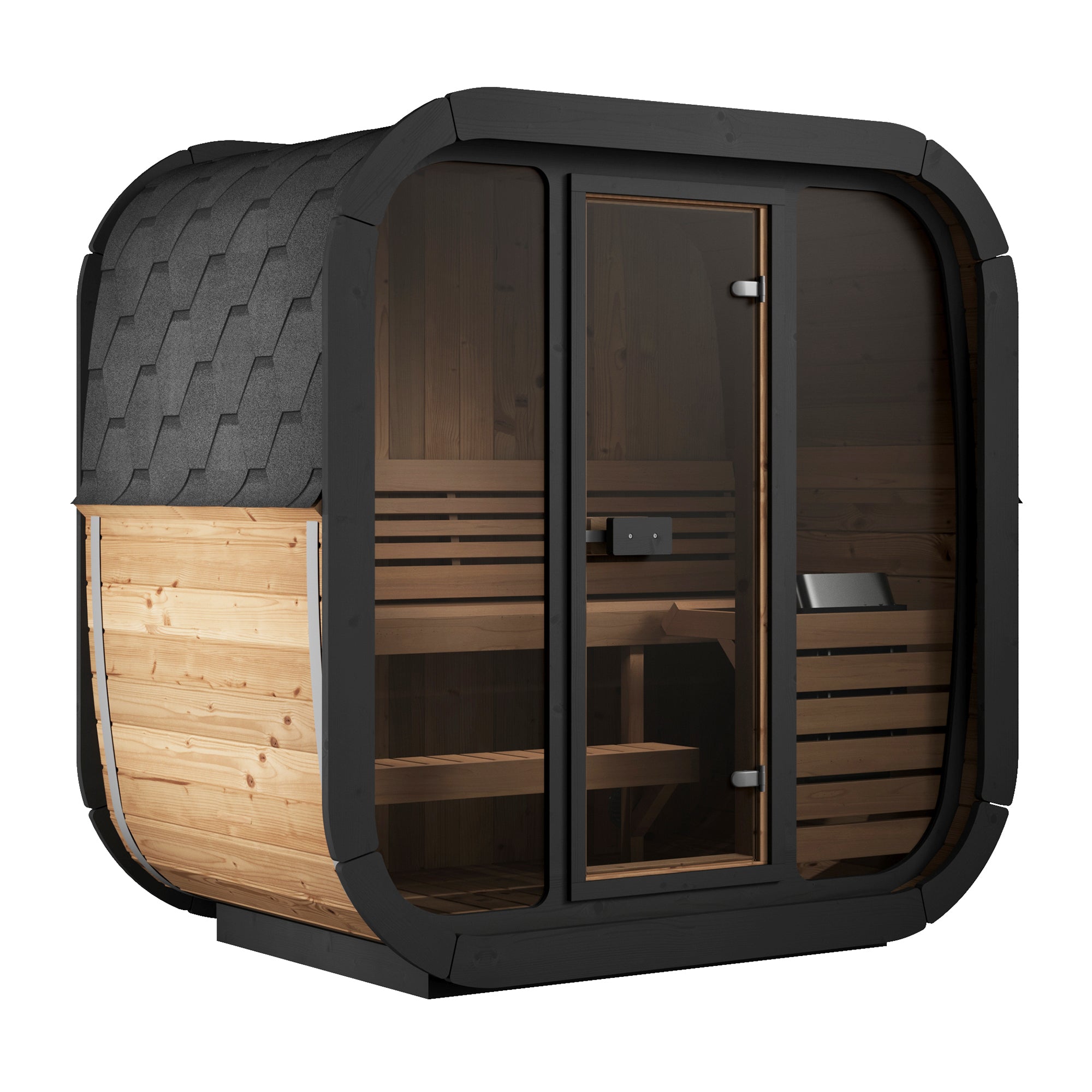 SaunaLife CL4G 3-Person Outdoor Cube Sauna Kit, Bronze Glass & Wi-Fi LED