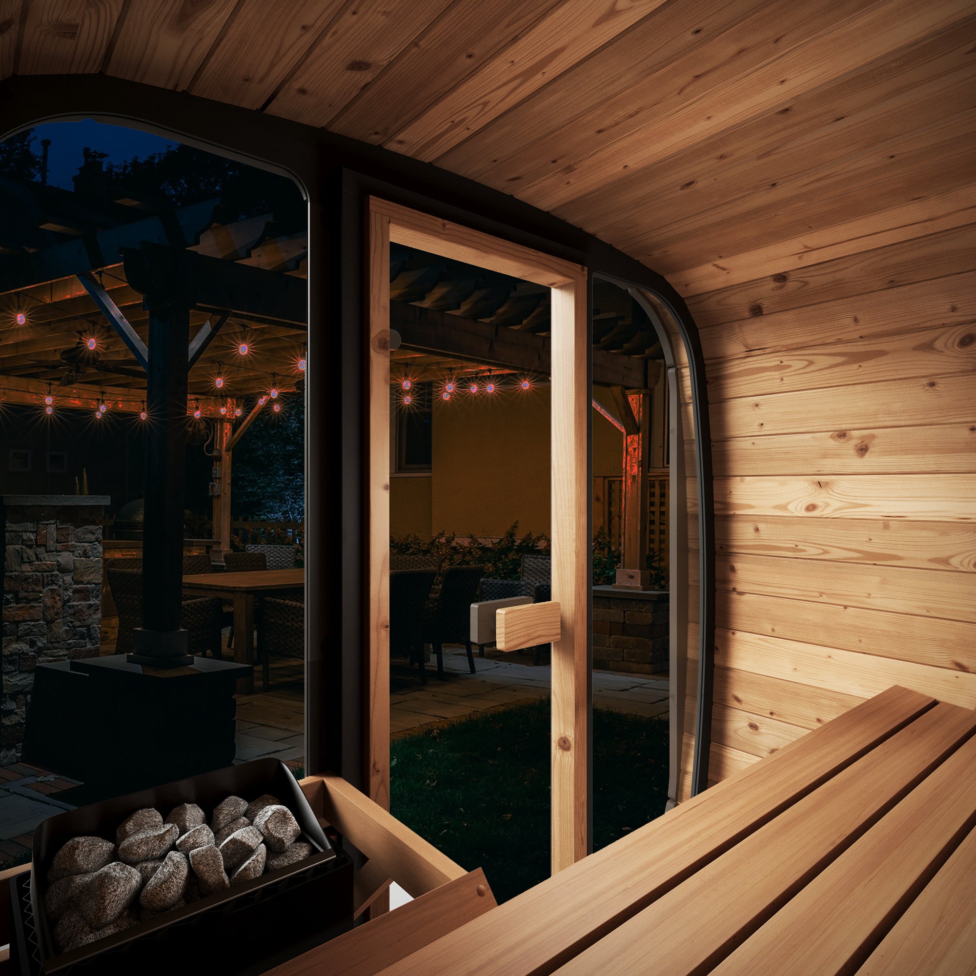 SaunaLife CL4G Outdoor Sauna | 3 Person Thermo-Spruce Cube