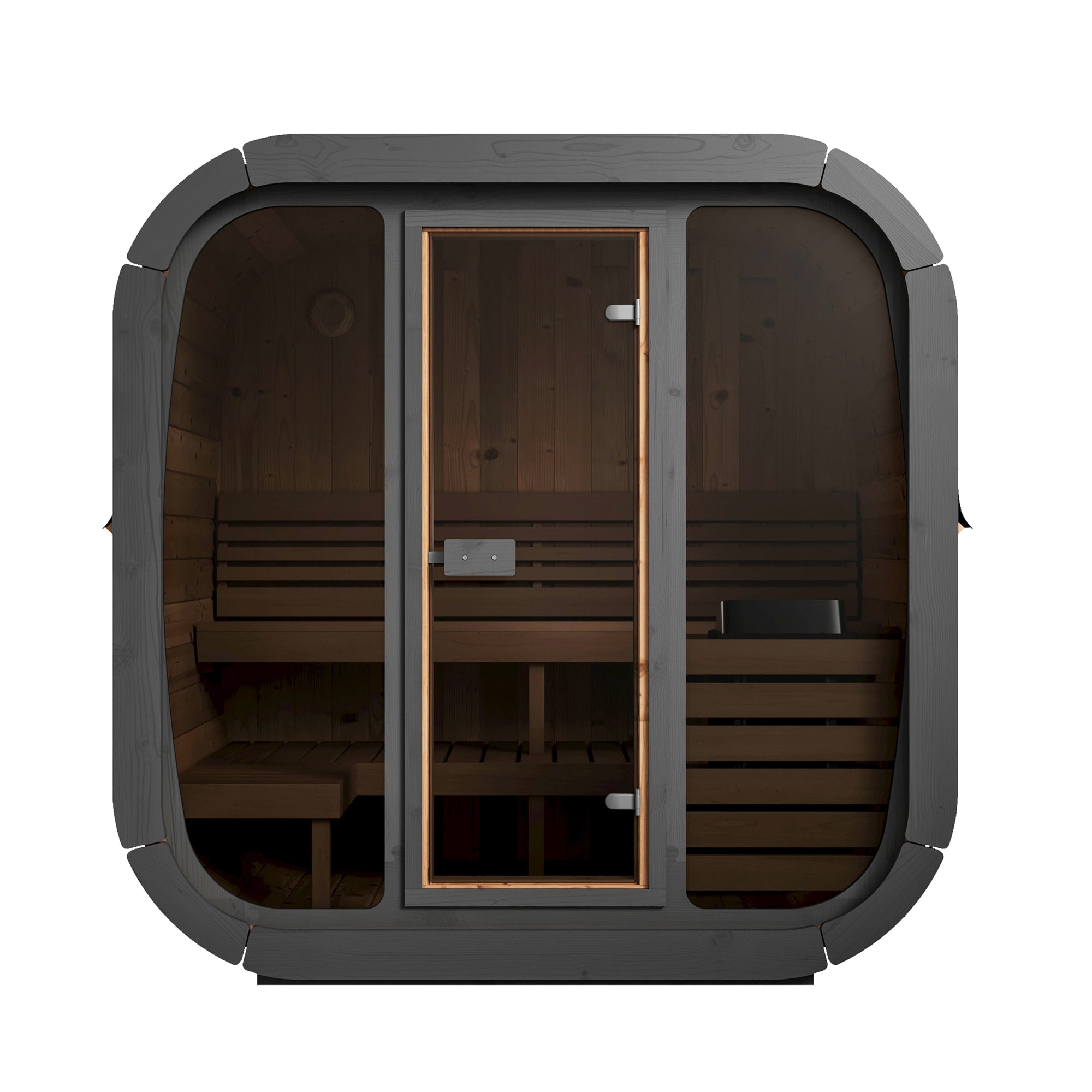 SaunaLife CL5G 4-Person Outdoor Thermo-Spruce Cube Sauna Kit with Wi-Fi LED