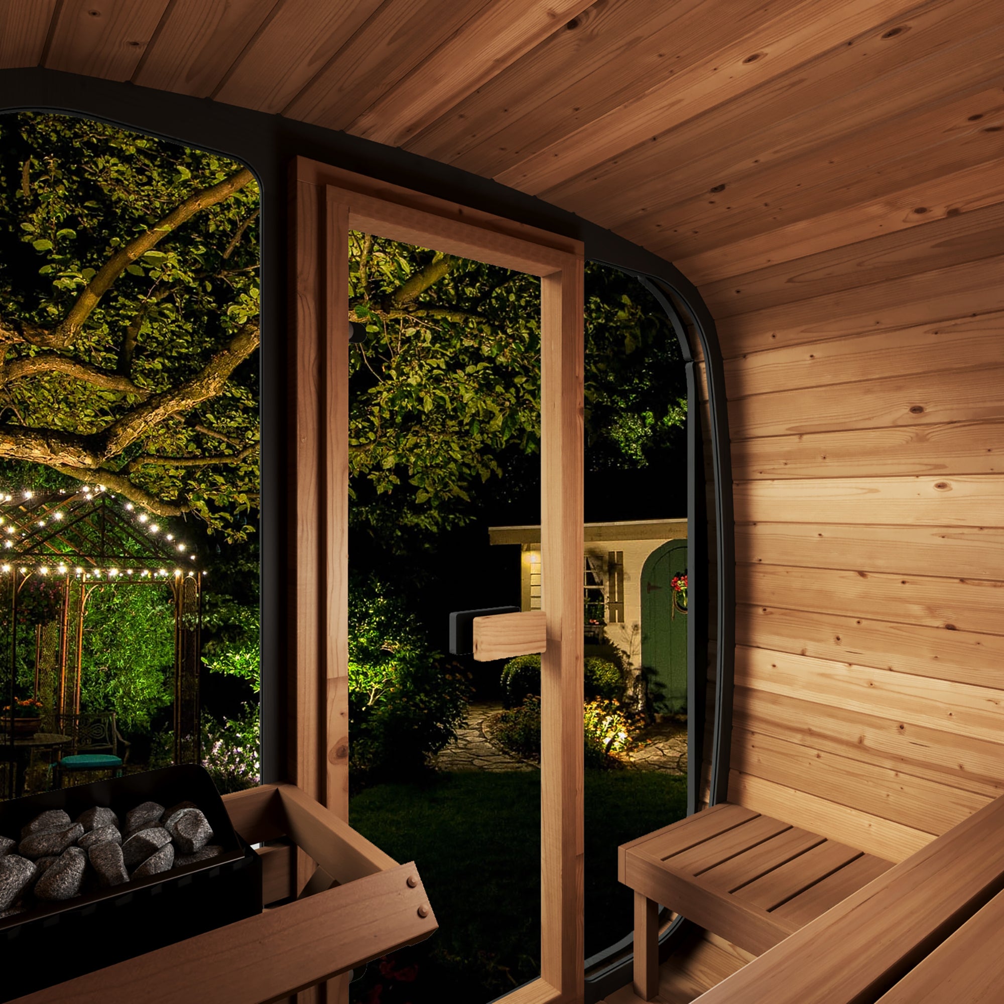 SaunaLife CL5G Outdoor Sauna | 4 Person Thermo-Spruce Cube
