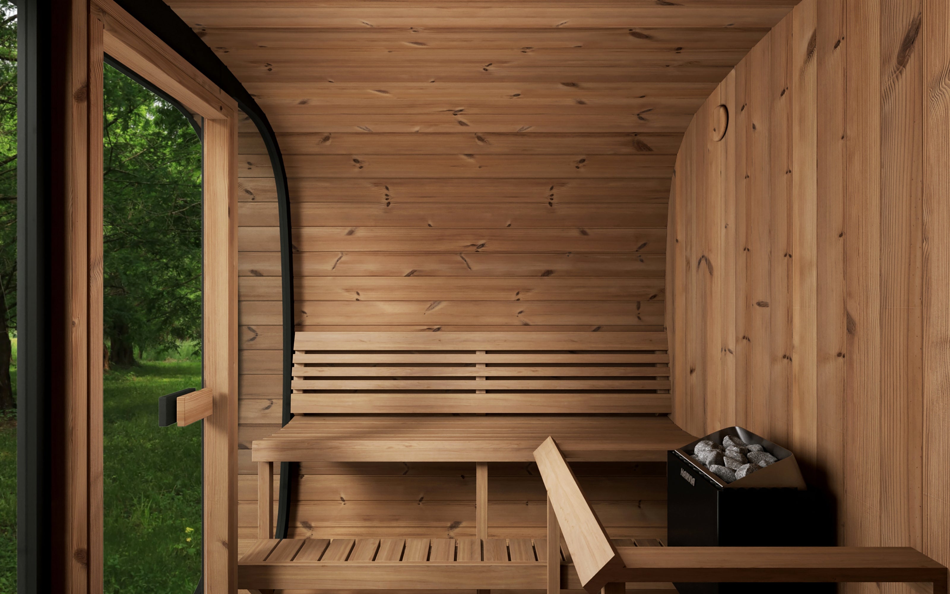 SaunaLife CL7G Outdoor Sauna | 6 Person Thermo-Spruce Cube