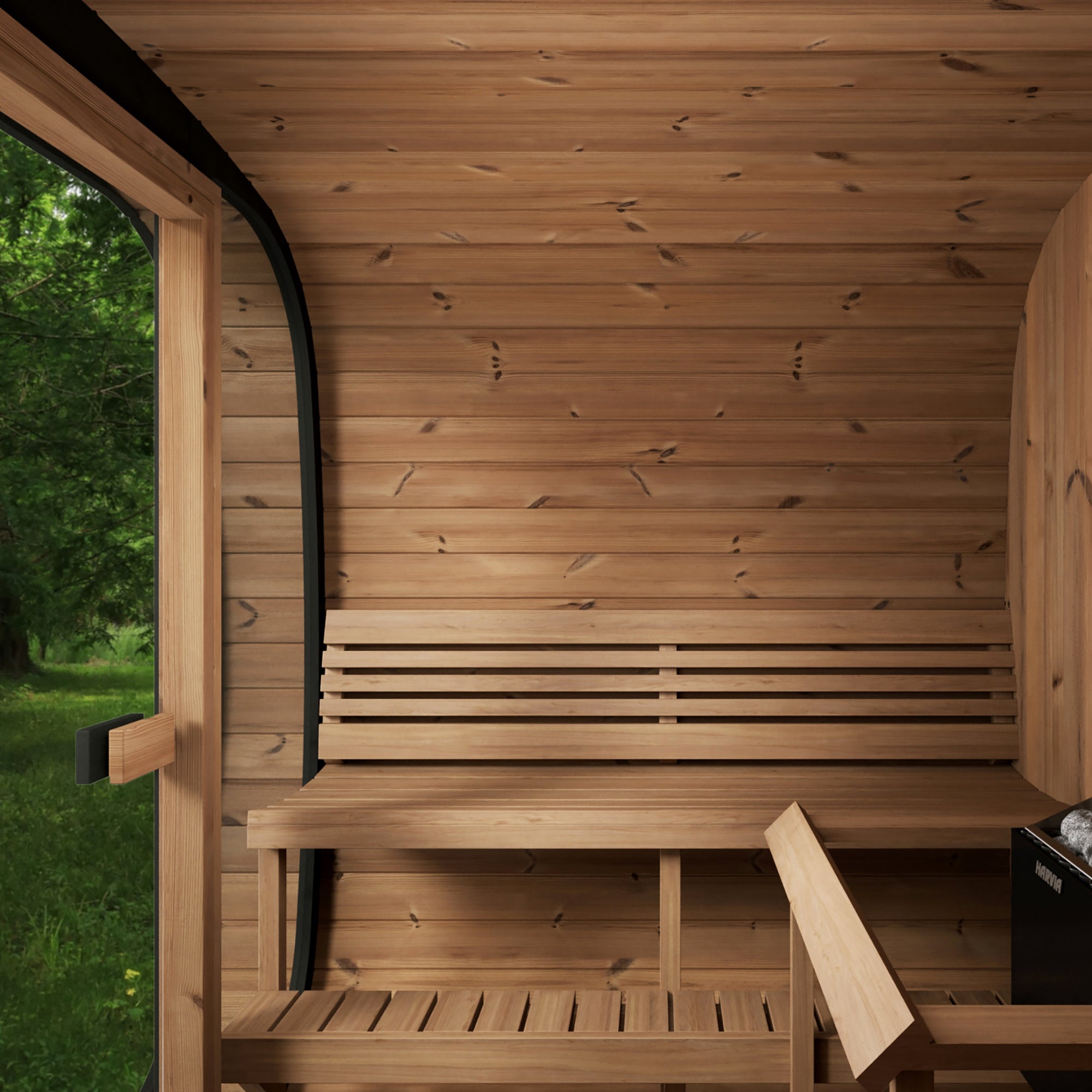 SaunaLife CL7G Outdoor Sauna | 6 Person Thermo-Spruce Cube