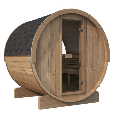 SaunaLife E7w Barrel Sauna | 4 Person Outdoor with Window