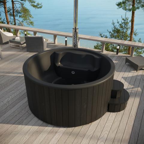 SaunaLife S4B Wood-Fired Hot Tub | 6-Person Thermo-Spruce Outdoor Spa