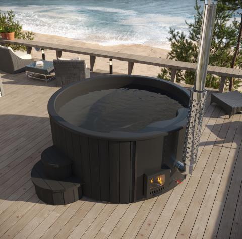 SaunaLife S4B Wood-Fired Hot Tub | 6-Person Thermo-Spruce Outdoor Spa