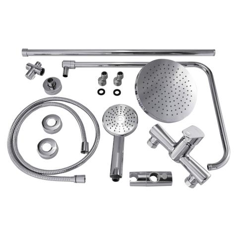 SaunaLife R3 Outdoor Barrel Shower, Rain-Series Thermo-Spruce 53.2 x 89.8