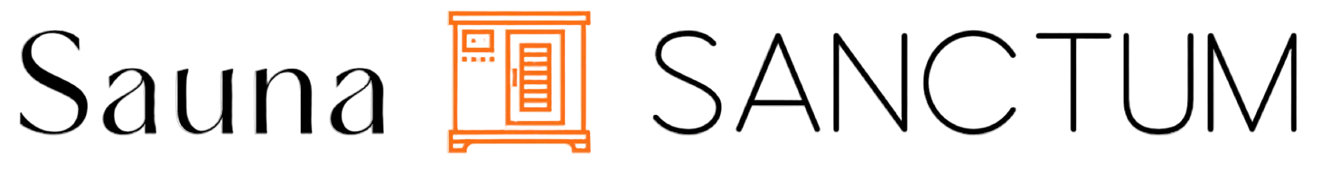 Logo for 'Sauna Sanctum' with text and a sauna icon.