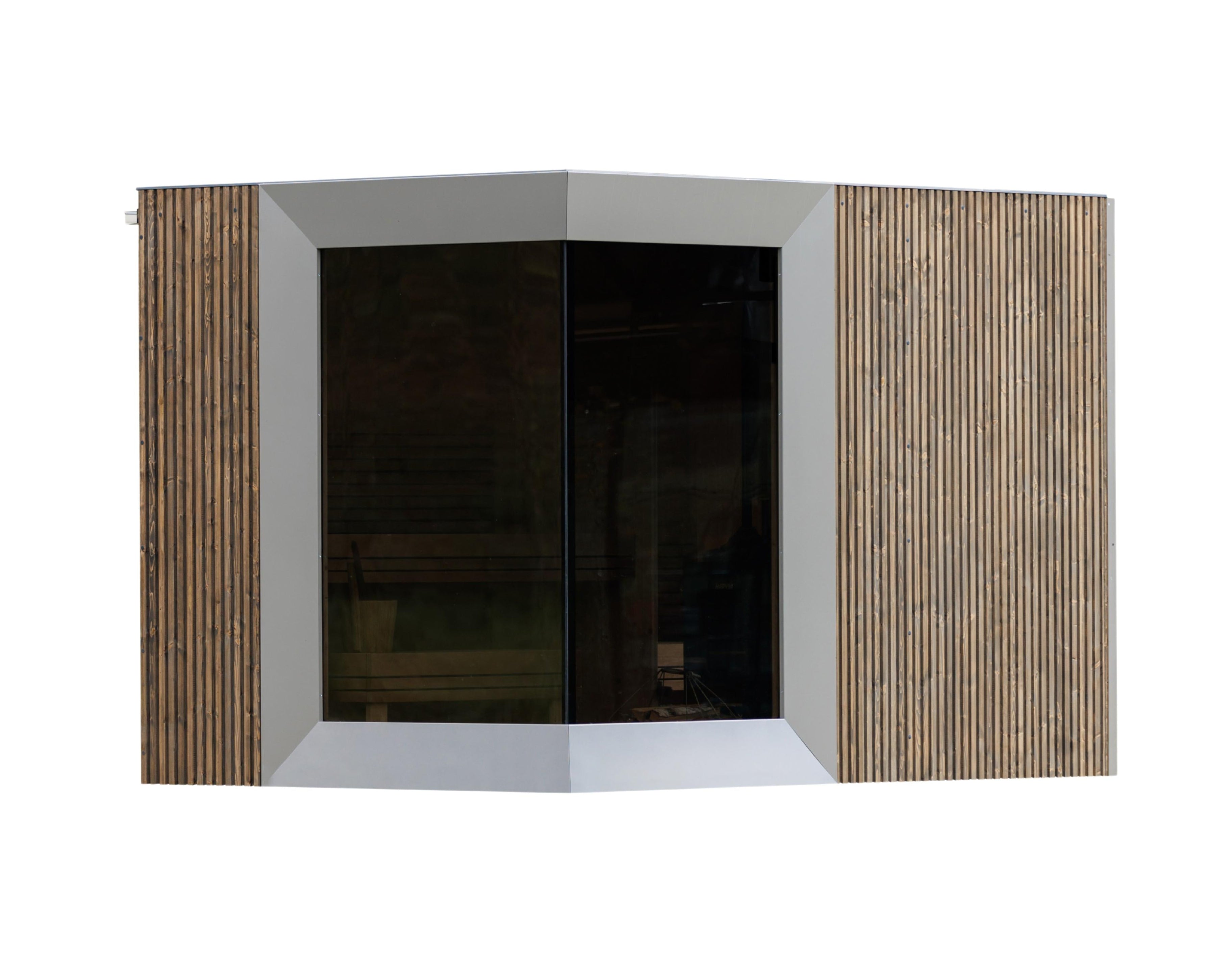 Genevas Zermatt Outdoor CLT Sauna Cabin with Lounge Room, 5-Person Capacity