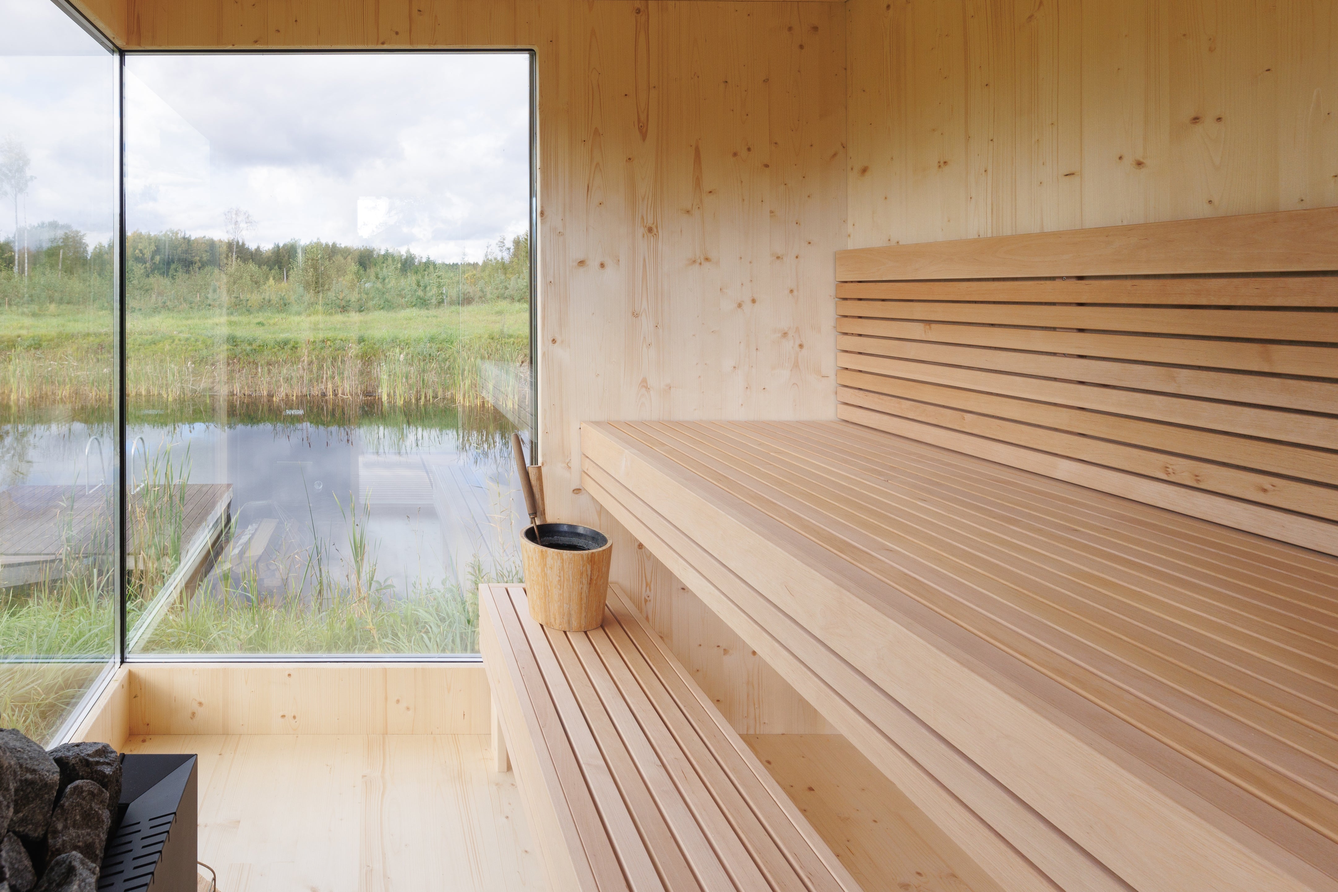 Genevas Zermatt Pre-Assembled Outdoor Sauna Cabin with Private Changing Room