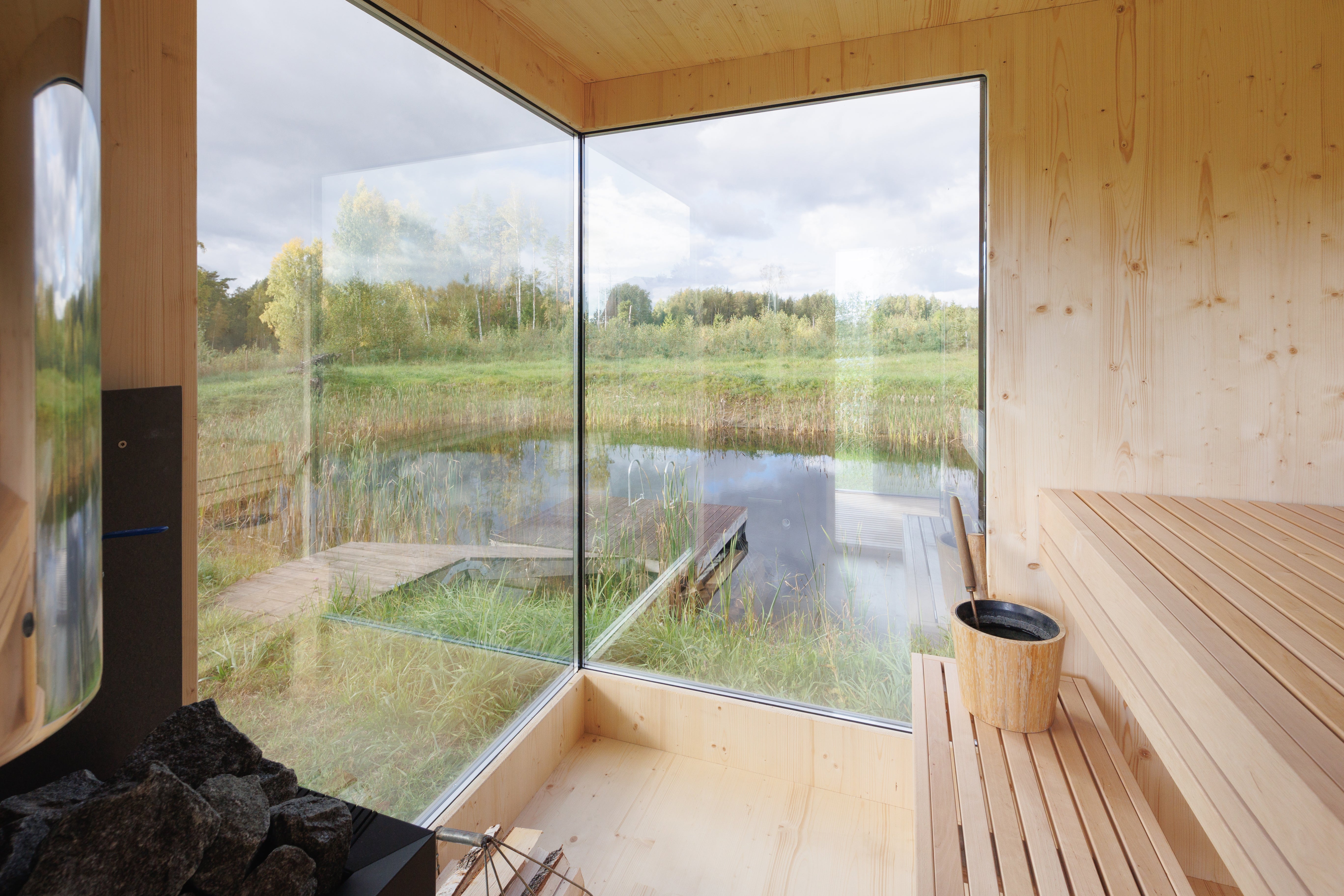 Genevas Zermatt Pre-Assembled Outdoor Sauna Cabin with Private Changing Room