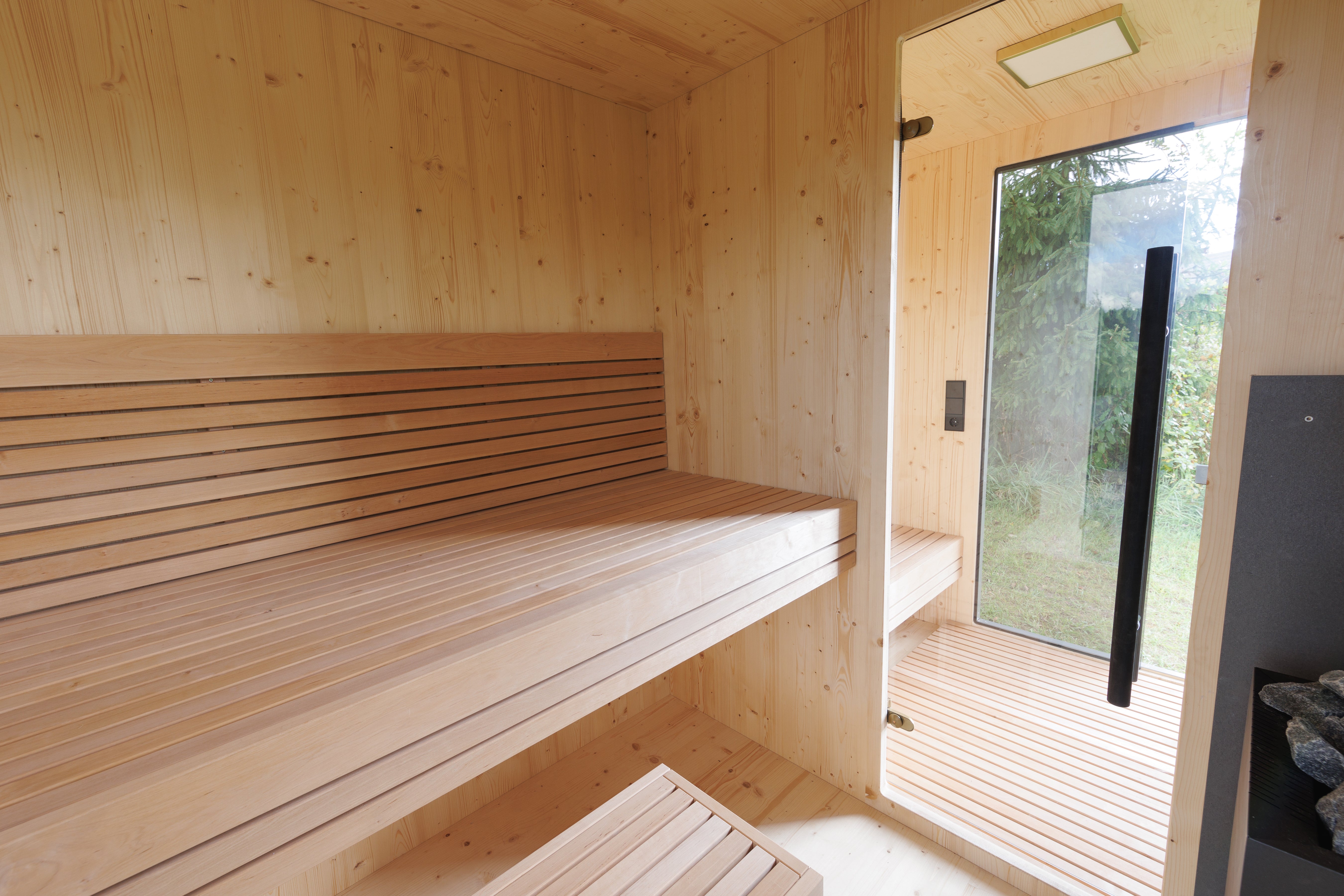 Genevas Zermatt Pre-Assembled Outdoor Sauna Cabin with Private Changing Room