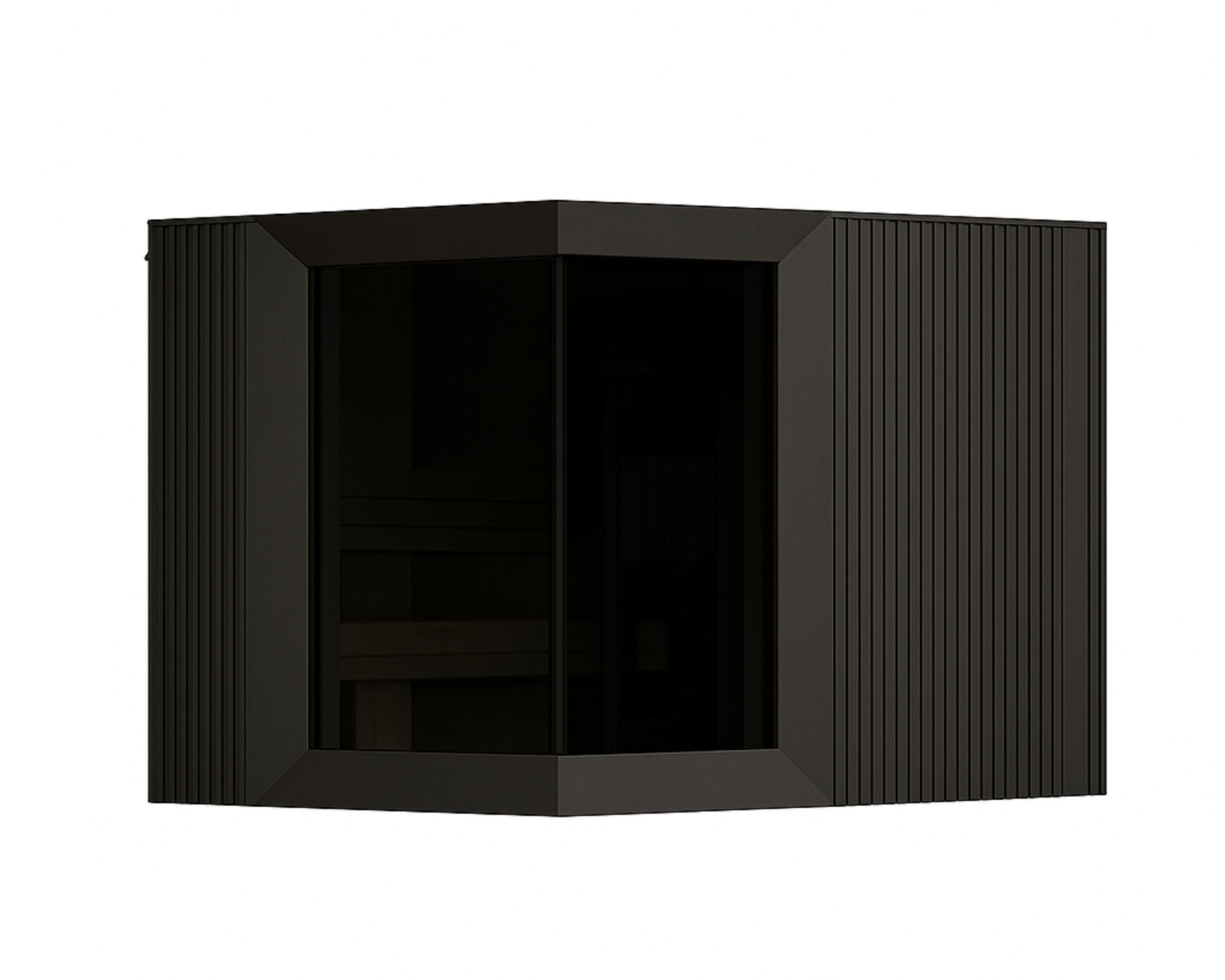 Black corner cabinet on a white background
