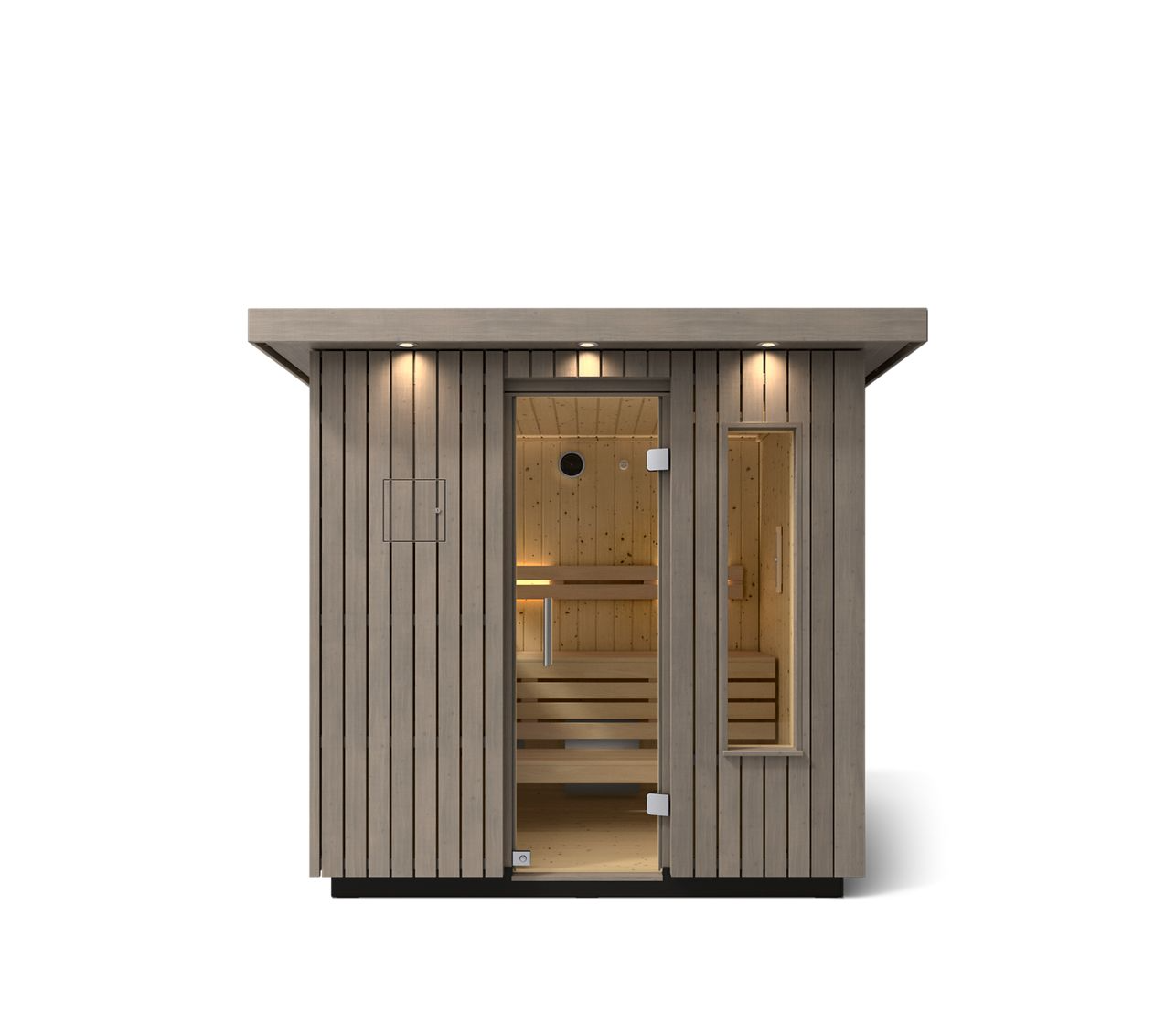 Kohler C2 Outdoor Sauna in Weathered Grey Spruce – 3 Person
