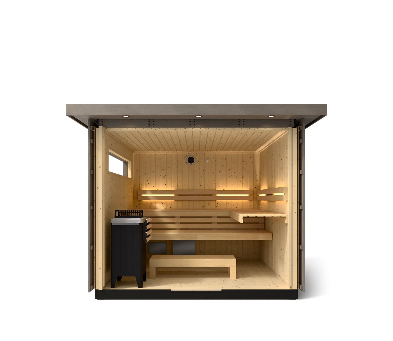 Kohler C2 Outdoor Sauna in Weathered Grey Spruce – 6 Person