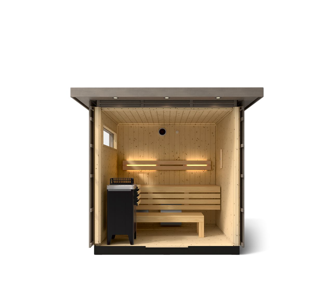 Kohler C2 Outdoor Sauna in Weathered Grey Spruce – 3 Person