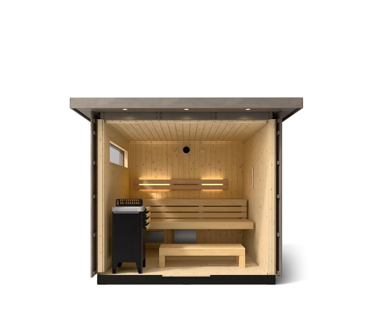 Kohler C2 Outdoor Sauna in Weathered Grey Spruce – 5 Person