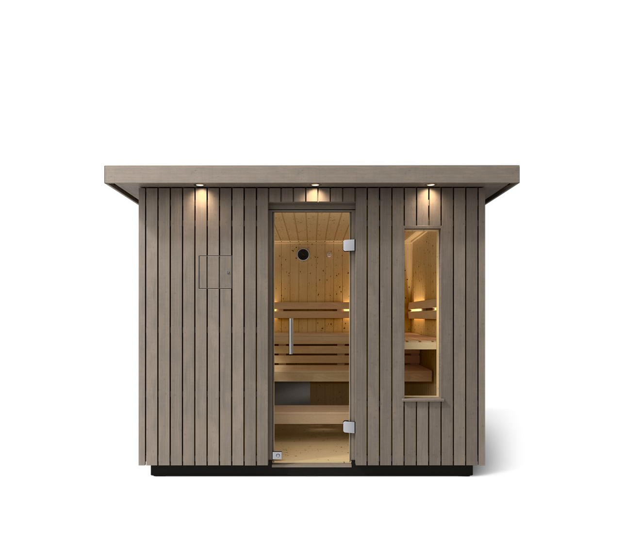 Kohler C2 Outdoor Sauna in Weathered Grey Spruce – 6 Person