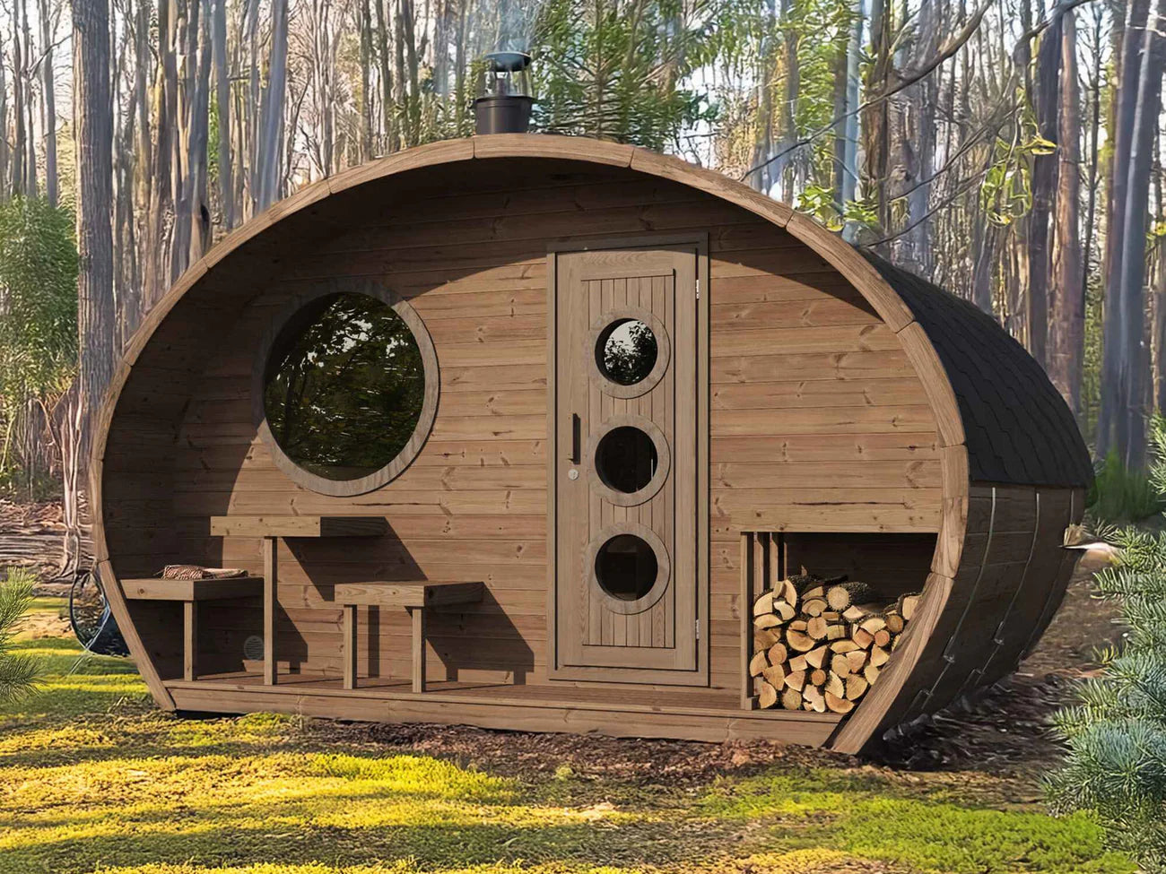 SaunaLife G11 Outdoor Sauna | 8 Person 2-Room Garden Suite