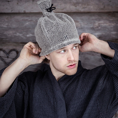 Rento Linen Terry Sauna Hat – Brown Linen & Cotton, Made in Finland