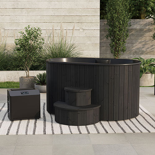 SaunaLife S2B 2-Person Cold/Hot Plunge Tub | Black Thermo-Pine, 200 Gal