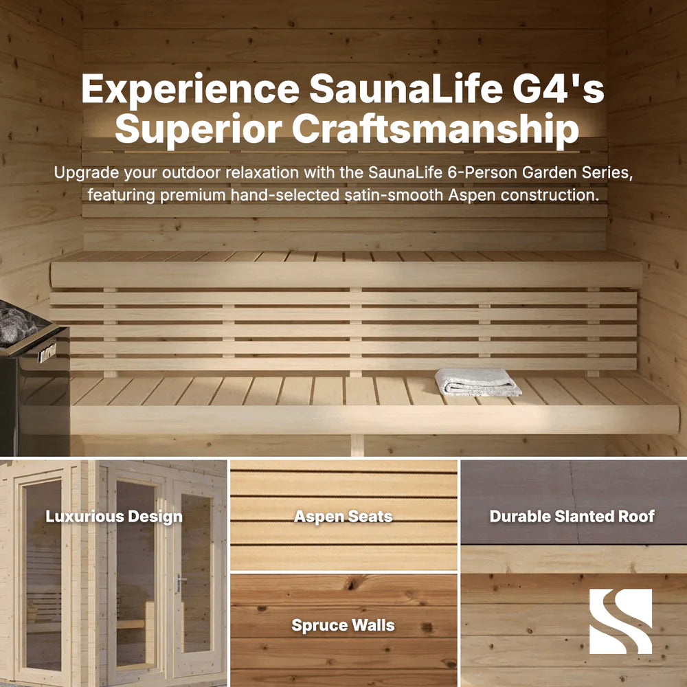 SaunaLife G4 Outdoor Sauna | 6 Person Garden Series Kit