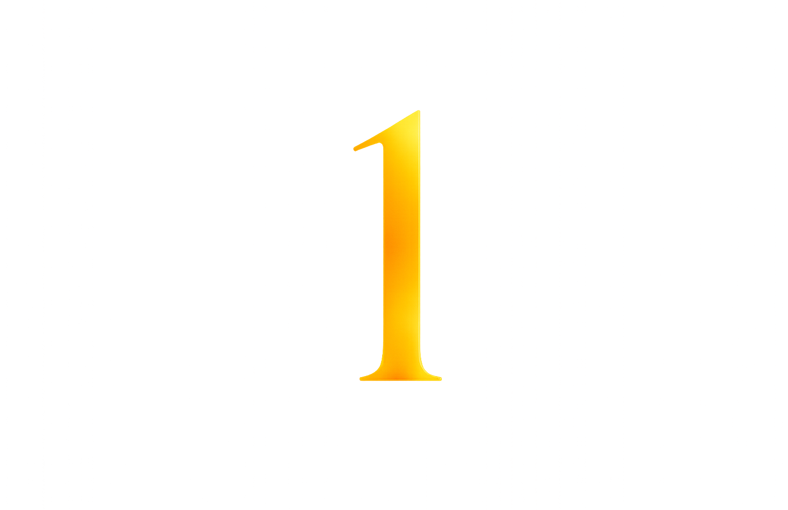 Yellow number '1' on a white background