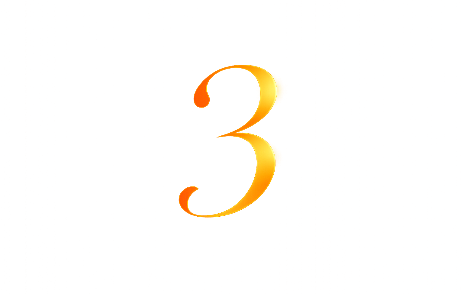 Large orange number '3' on a white background