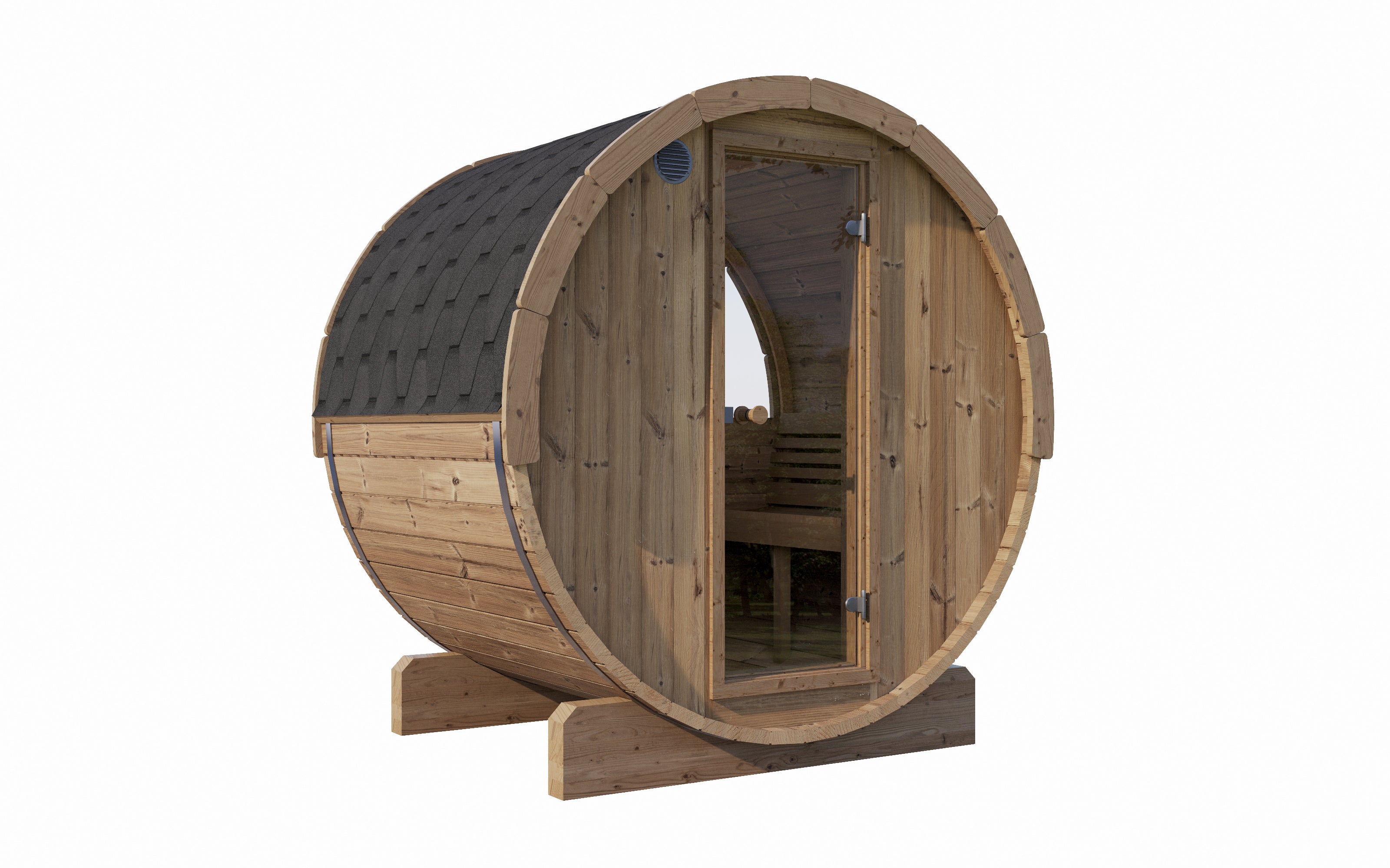 SaunaLife E6W Barrel Sauna | 3 Person with Glass Window