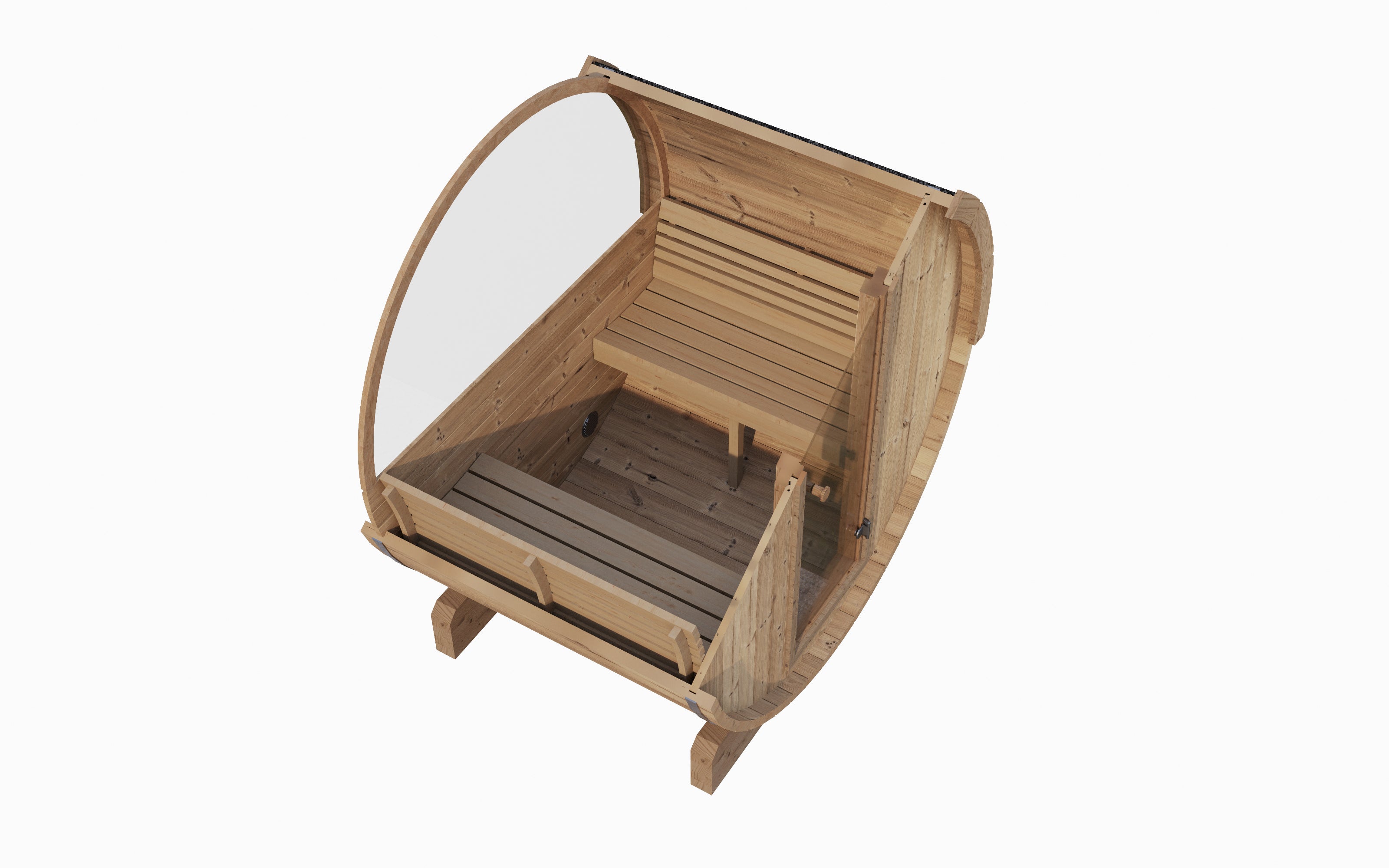 SaunaLife E6W Barrel Sauna | 3 Person with Glass Window