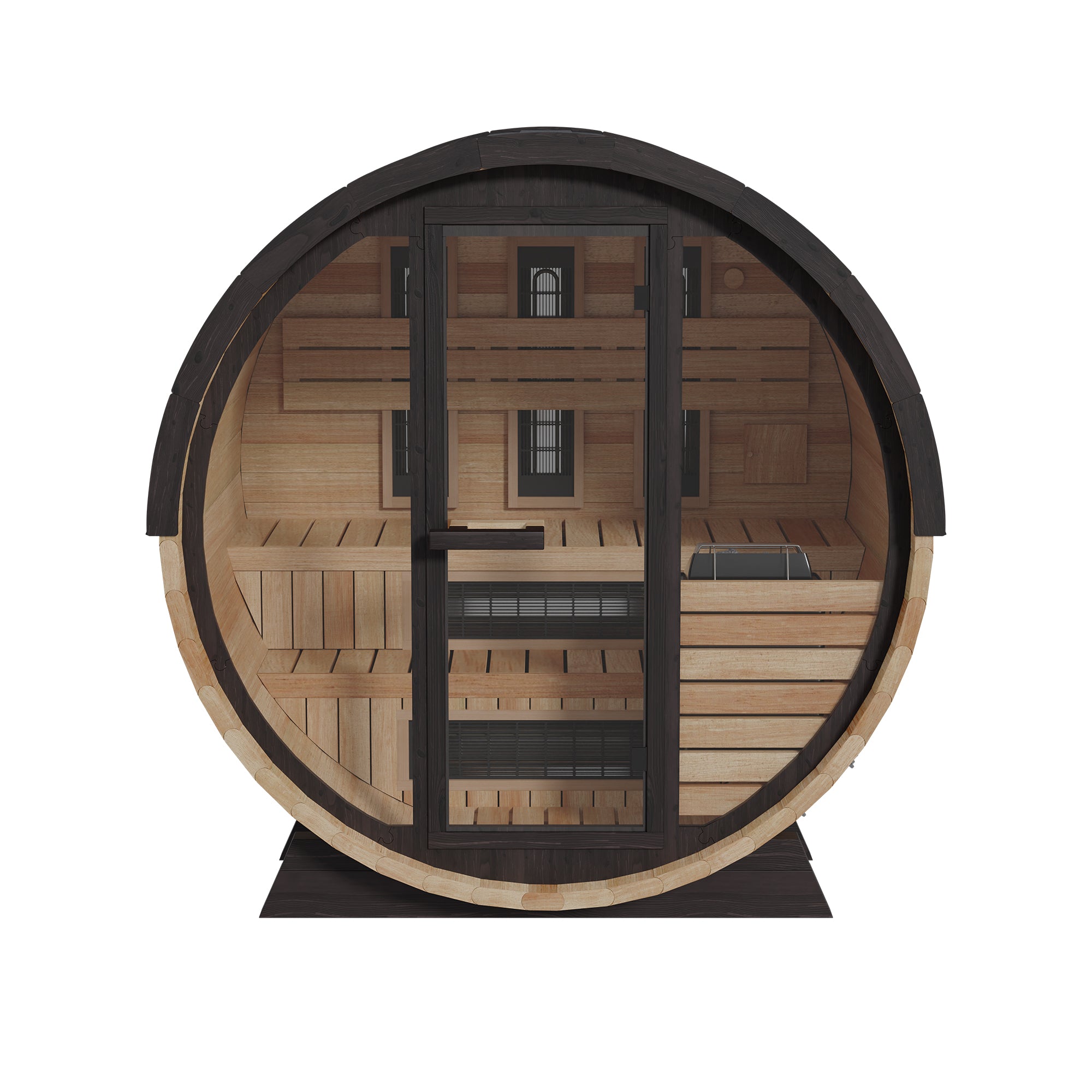 Finnmark FD-7 Outdoor Barrel Sauna | 4 Person Hybrid Thermo-Aspen