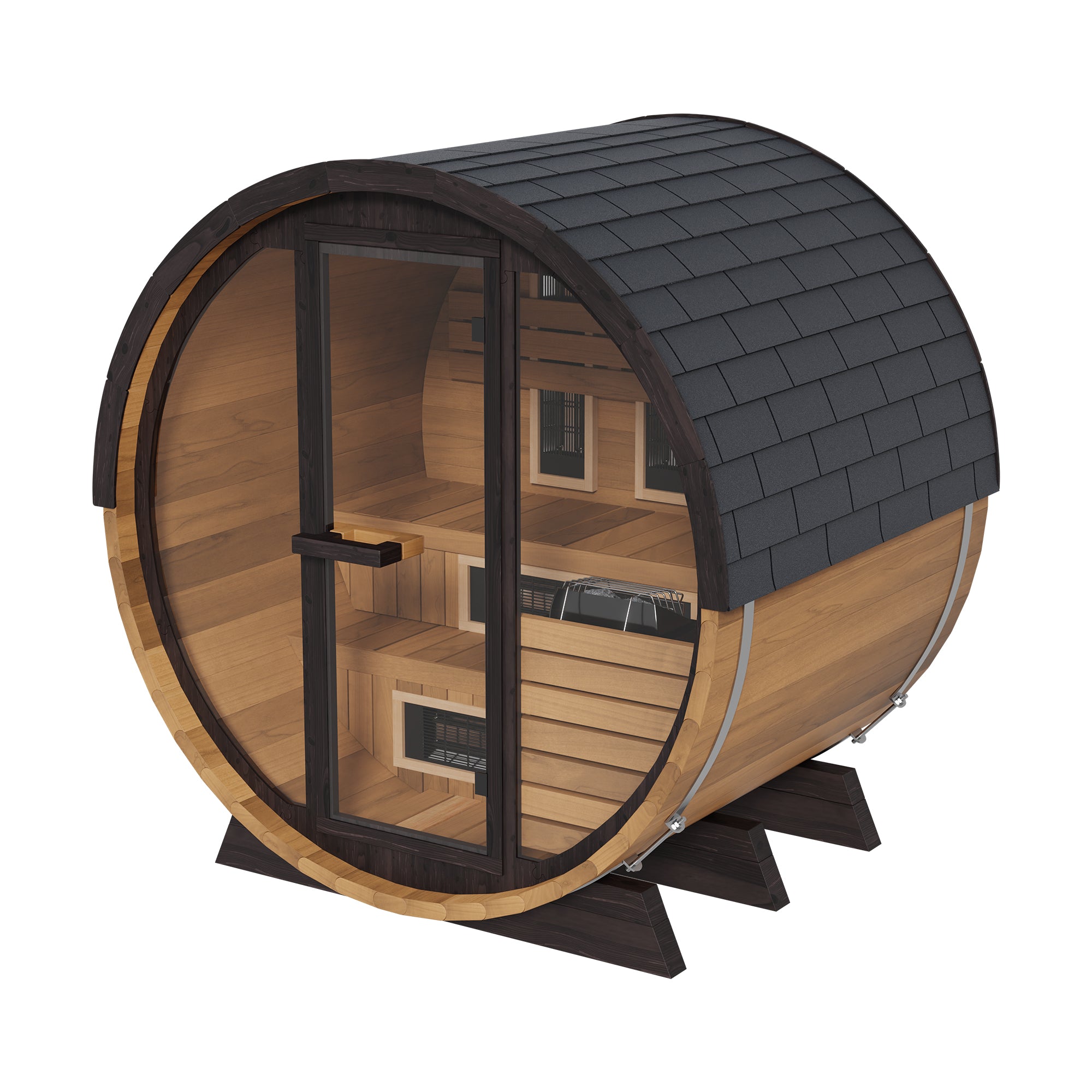 Finnmark FD-6 Outdoor Cedar Barrel Sauna | 4 Person Hybrid Near & Far