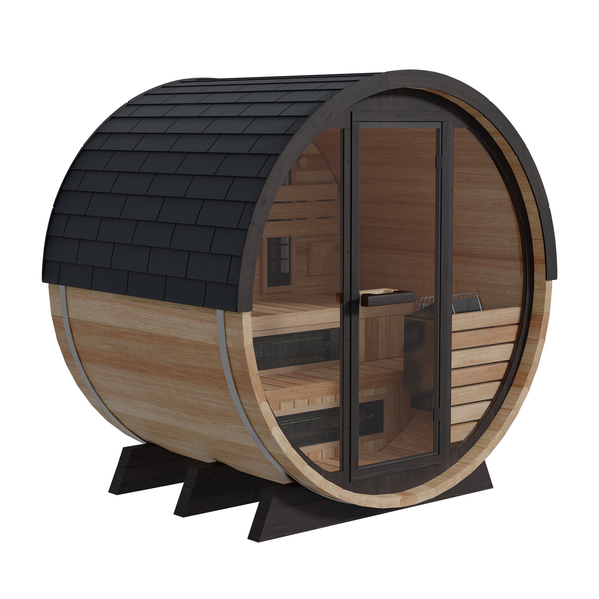 Finnmark FD-7 Outdoor Barrel Sauna | 4 Person Hybrid Thermo-Aspen