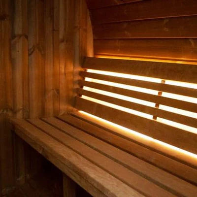SaunaLife E8W Barrel Sauna | 6 Person Outdoor Glass Front