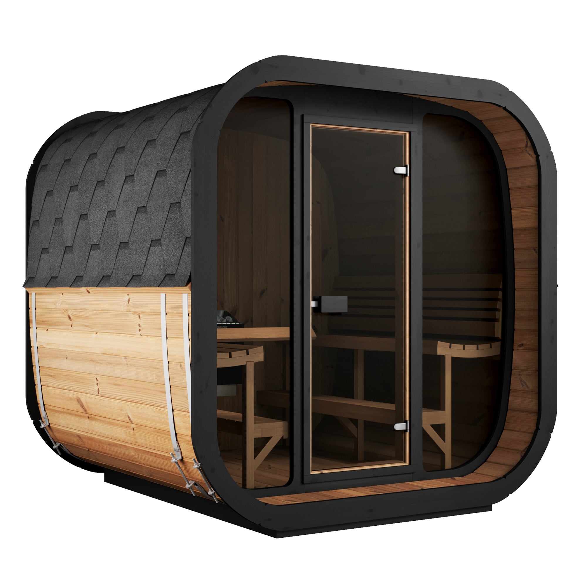 SaunaLife CL7G Outdoor Sauna | 6 Person Thermo-Spruce Cube