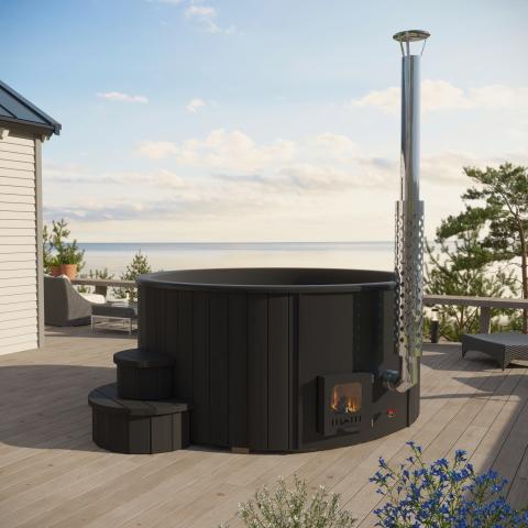 SaunaLife S4B Wood-Fired Hot Tub | 6-Person Thermo-Spruce Outdoor Spa