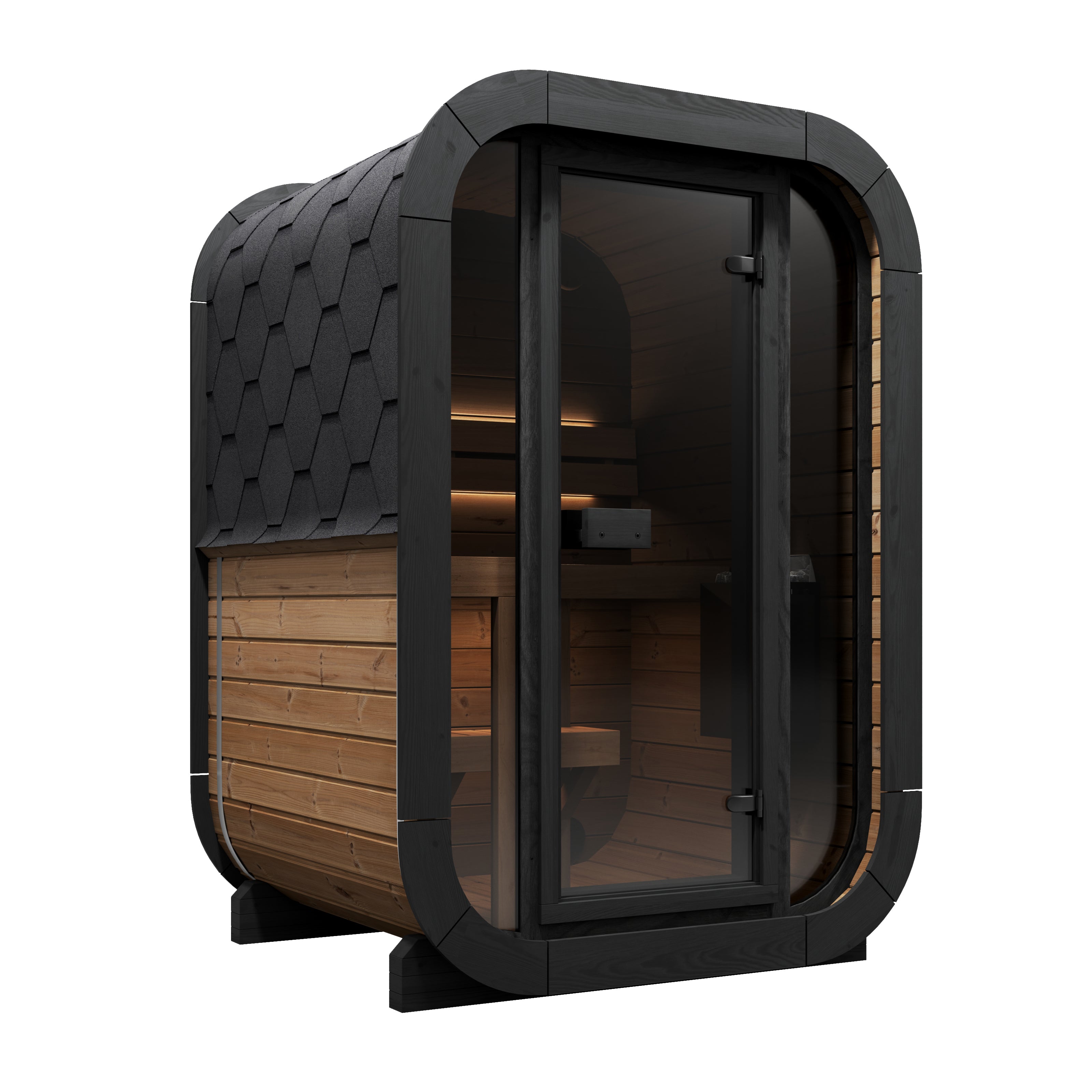 SaunaLife CL3G Outdoor Cube Sauna – 1-2 Person Thermo-Spruce Retreat