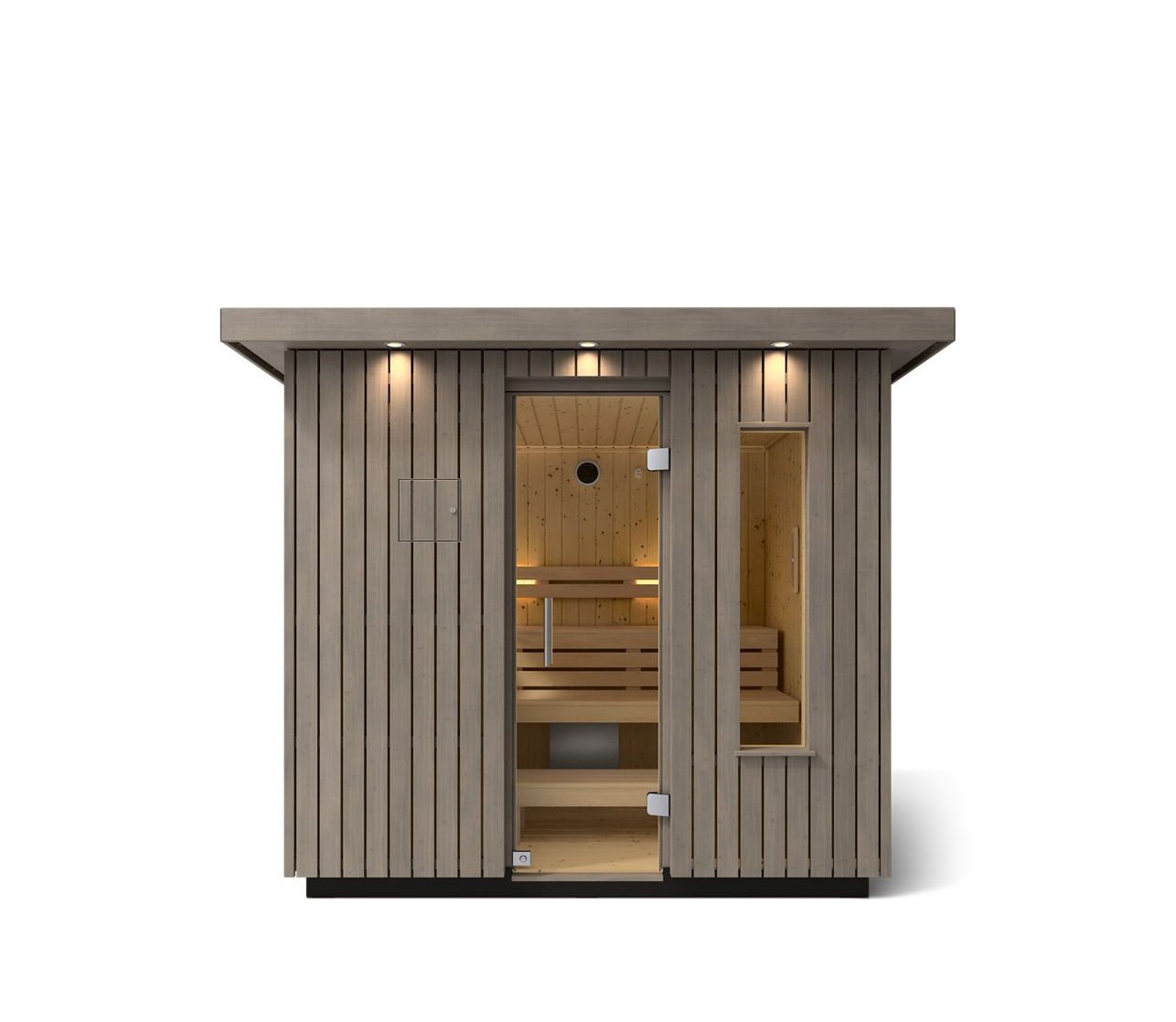 Kohler C2 Outdoor Sauna in Weathered Grey Spruce – 5 Person