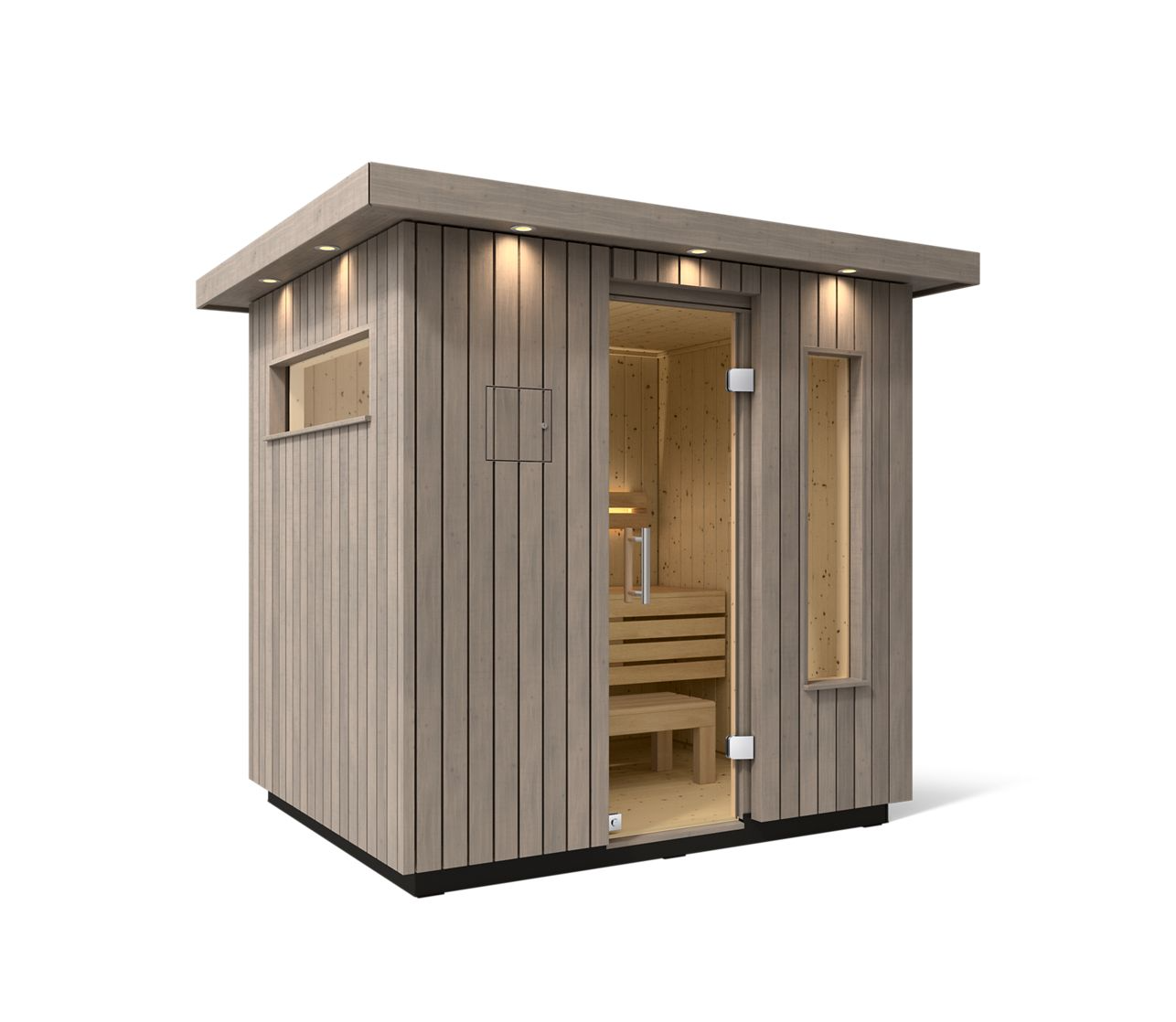 Kohler C2 Outdoor Sauna in Weathered Grey Spruce – 3 Person